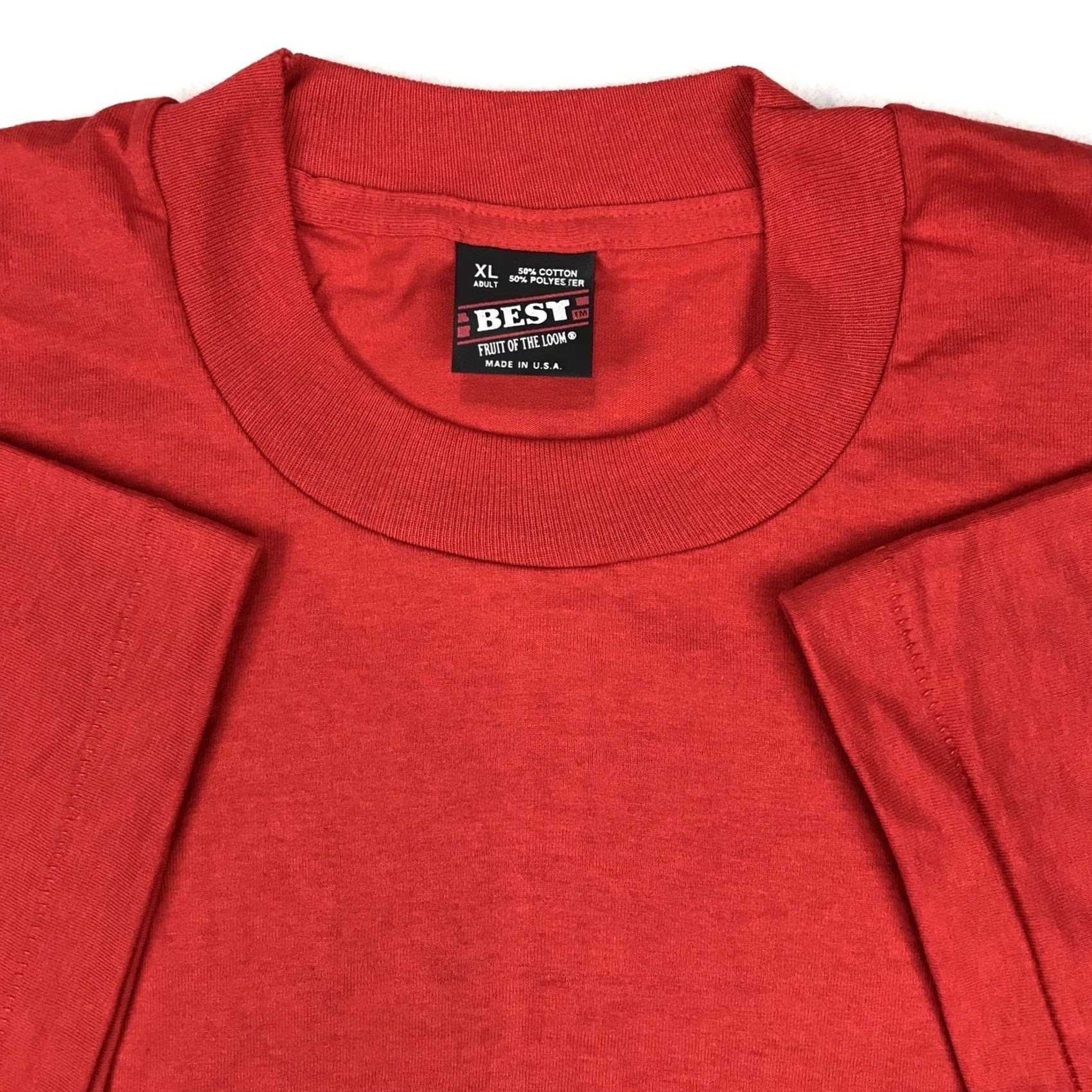 Fruit Of The Loom VINTAGE fruit of the Loom Best T-Shirt Red XL 80s single stitch Mens Size US XL / EU 56 / 4 - 5 Thumbnail