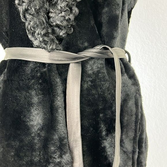 Drome DROMe Reversible Tie Gillet Belted Fur Leather Vest Black Size S / US 4 / IT 40 - 3 Thumbnail