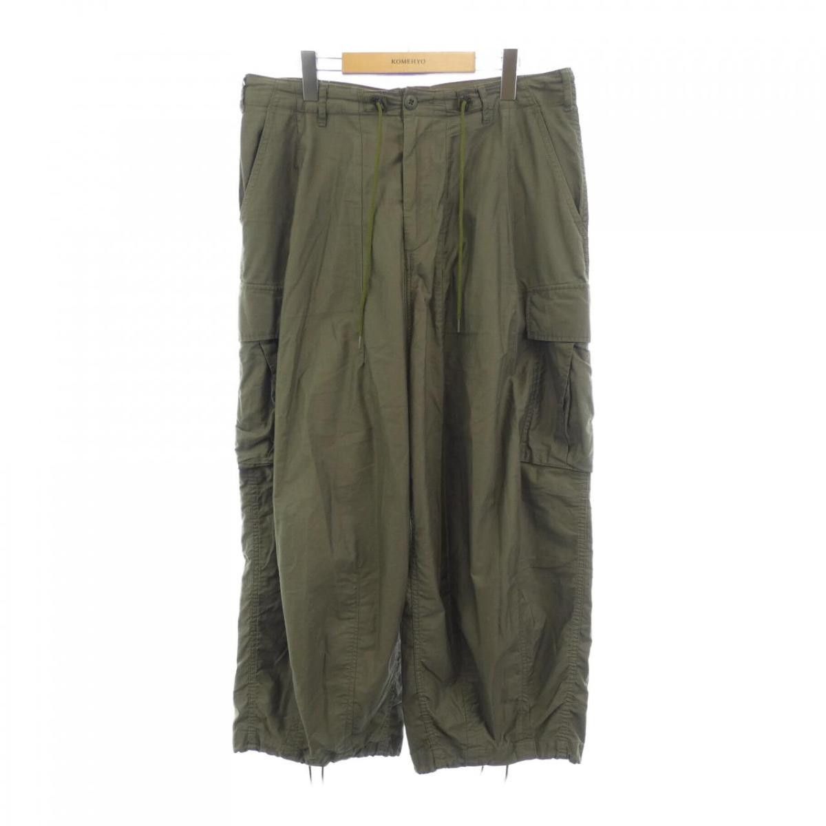 Needles Cropped Pants Cargo Plain Cotton String Green Size US 35 - 1 Thumbnail