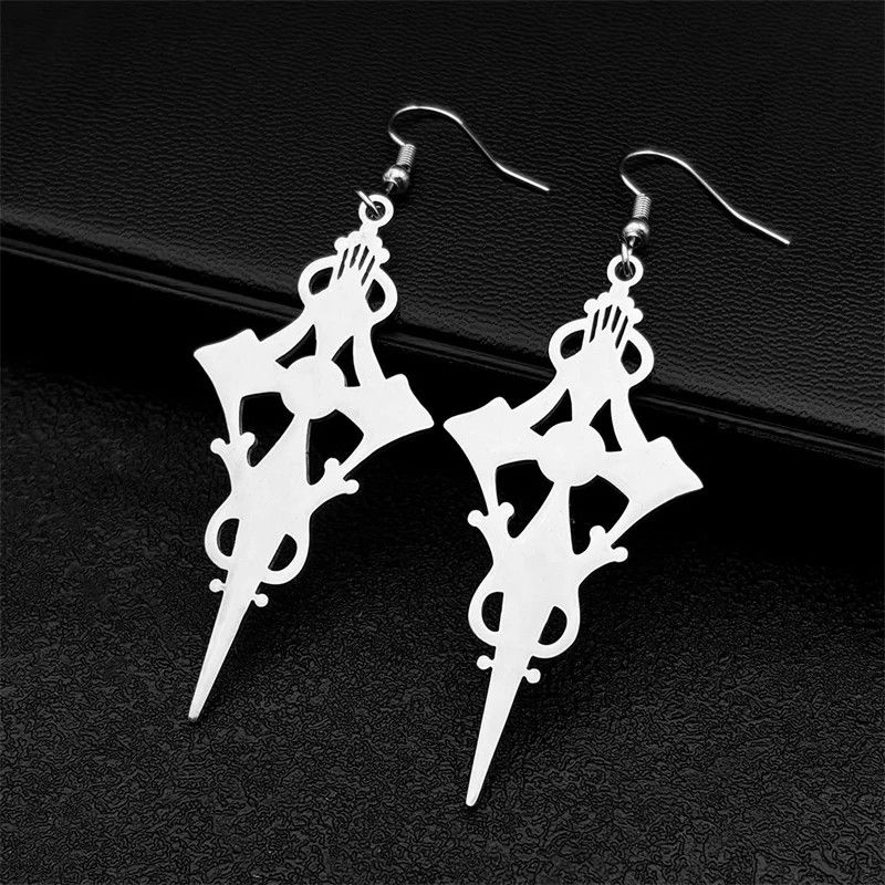 Jewelry Gothic Satan Cross Witch Drop Earrings Jewelry Gift Size ONE SIZE - 2 Thumbnail
