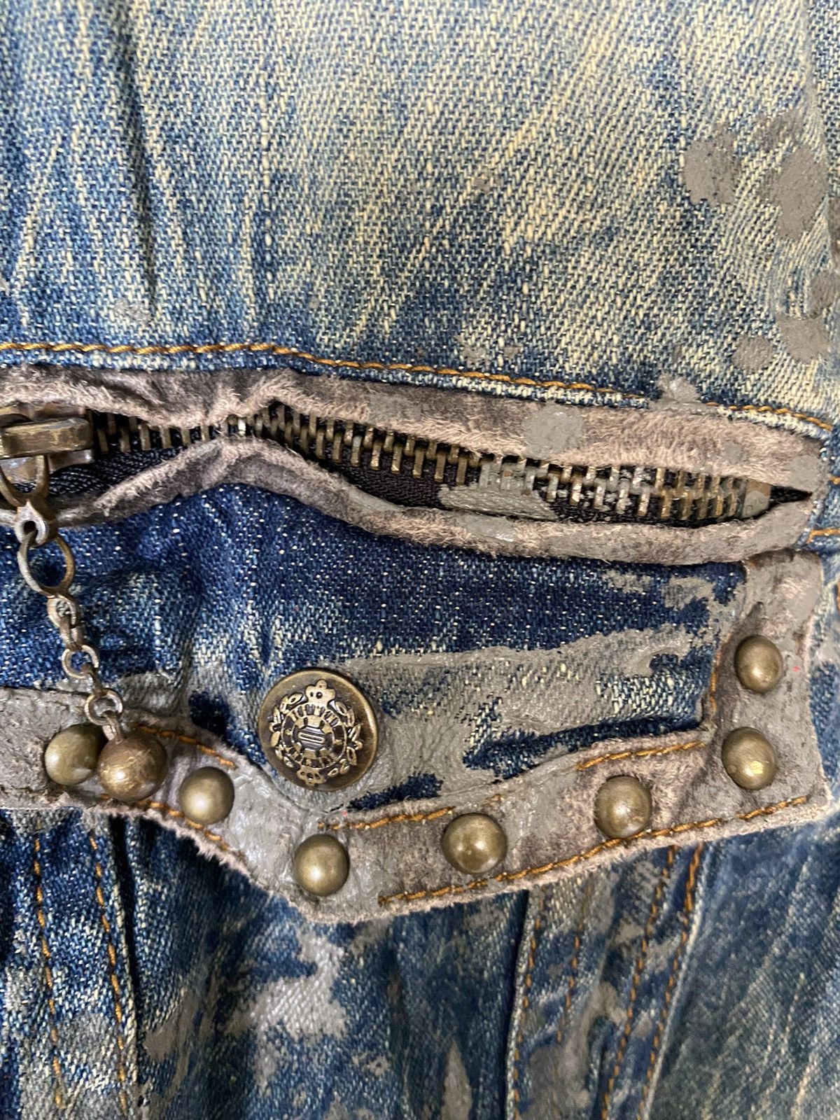 In The Attic Distressed mud wash zipper hoodie Punk button up Size US M / EU 48-50 / 2 - 10 Thumbnail