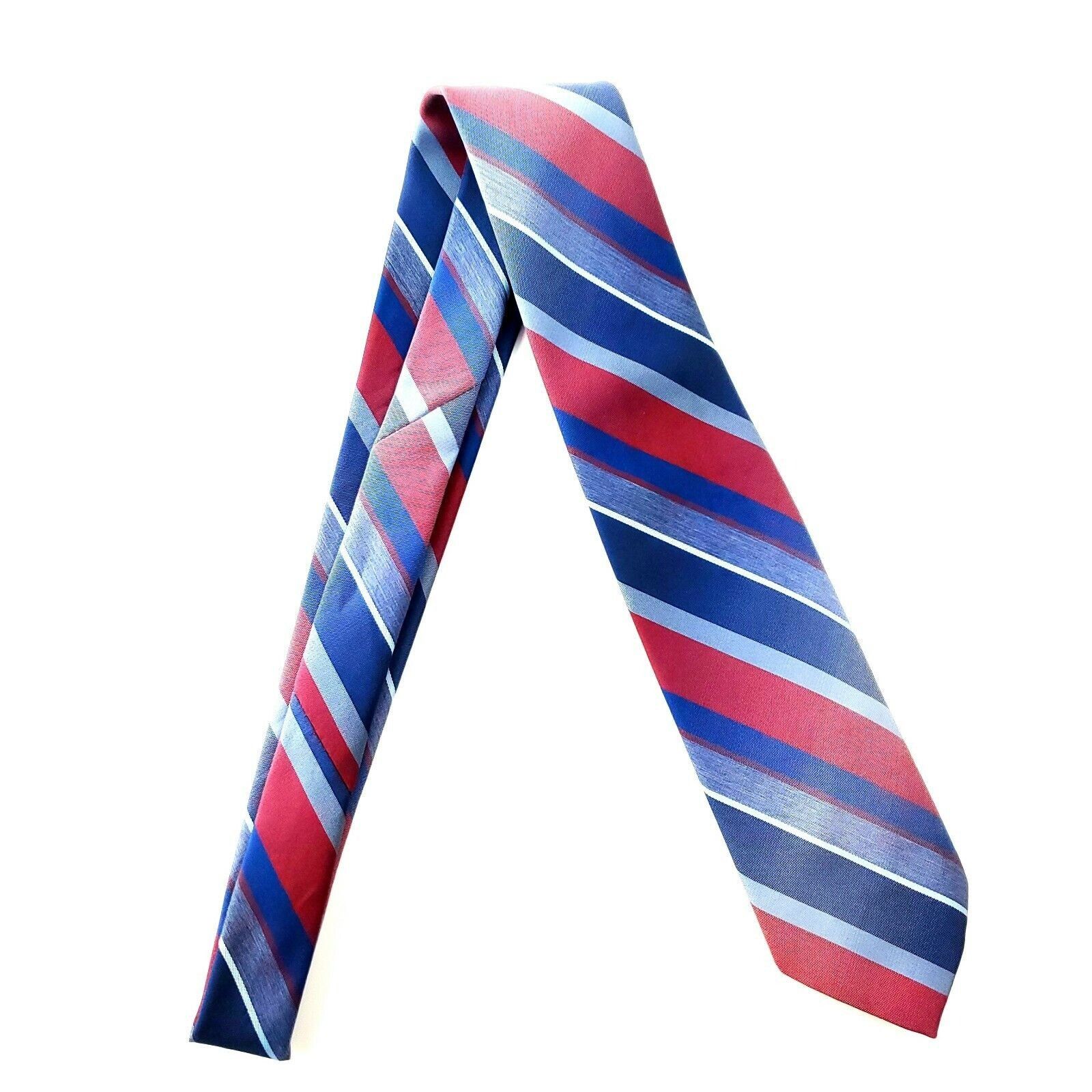 Other Wembley Wemlon Polyester Blue Red Striped Tie Short Narrow Size ONE SIZE - 5 Thumbnail