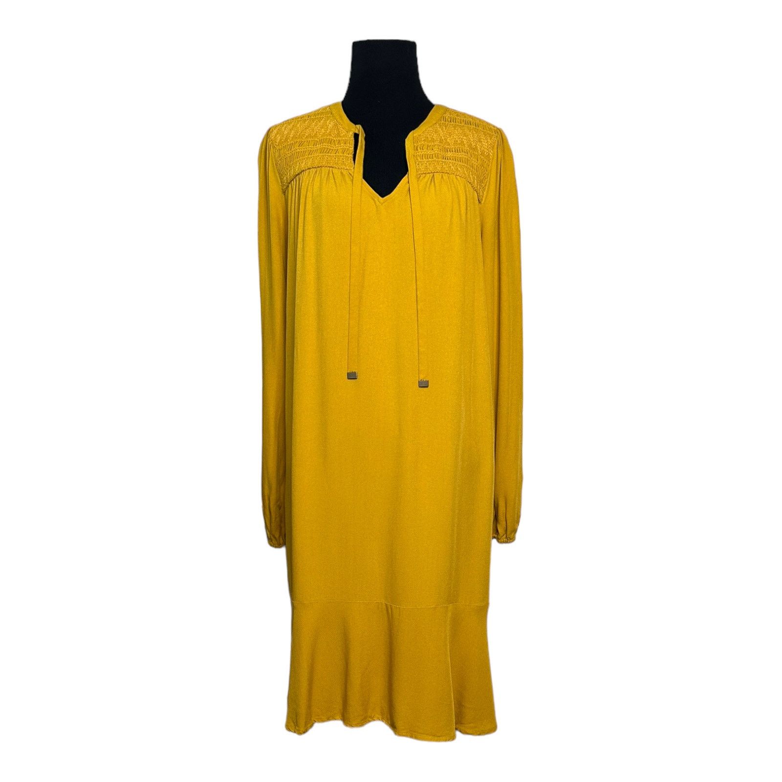 Anthropologie Maeve Yellow Mustard Long Sleeves Tunic Mini Dress size‎ 10 Size L / US 10 / IT 46 - 11 Thumbnail