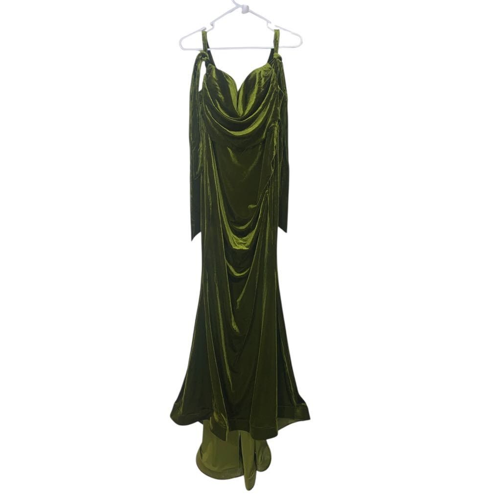 Other Faeriesty Green Long Formal Gown Dress Velvet Sleeveless 1X Size XL / US 12-14 / IT 48-50 - 11 Thumbnail