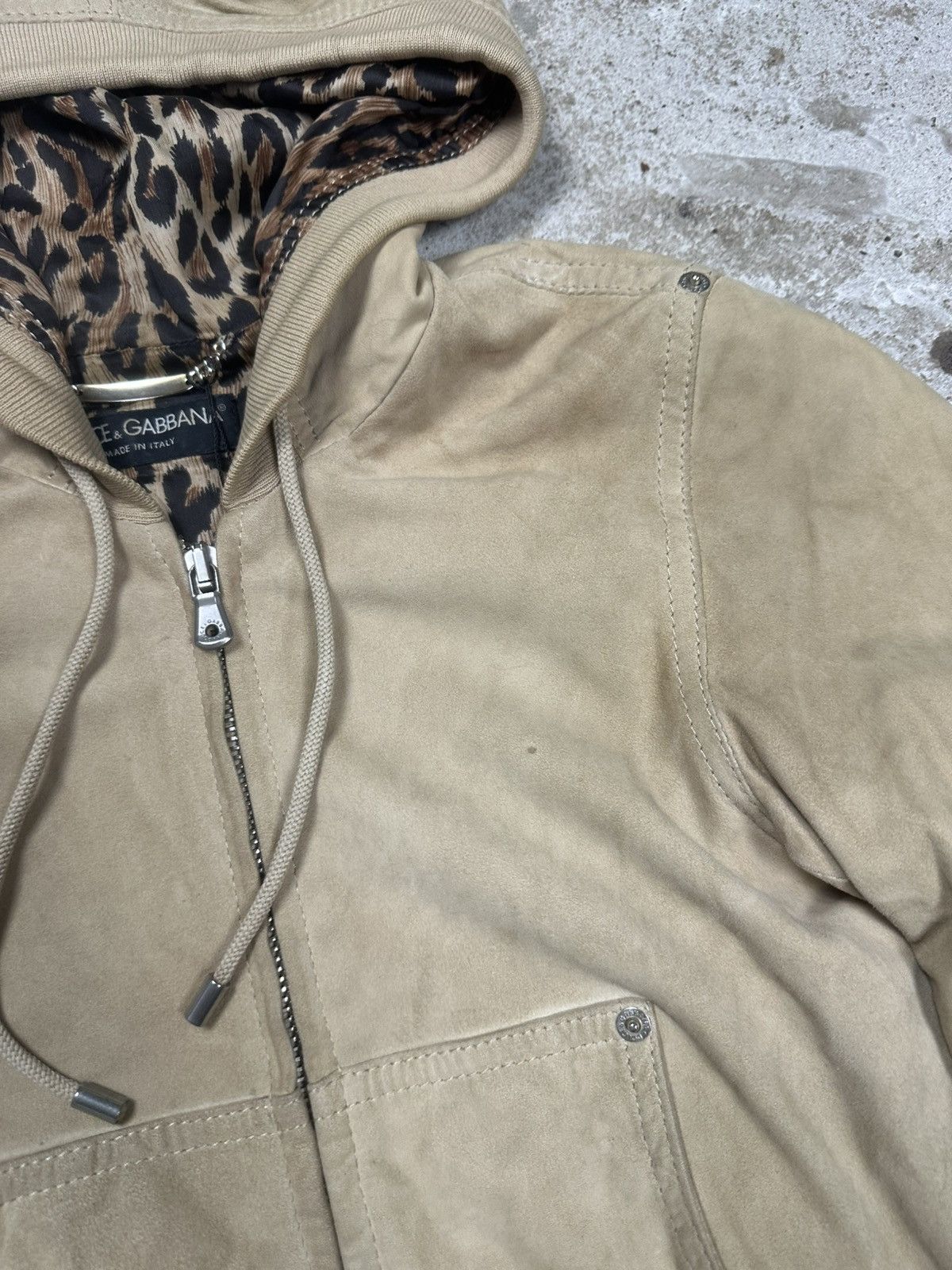 Dolce & Gabbana 2000s Dolce & Gabbana Suede Leather Bomber Jacket Hooded Size S / US 4 / IT 40 - 7 Thumbnail