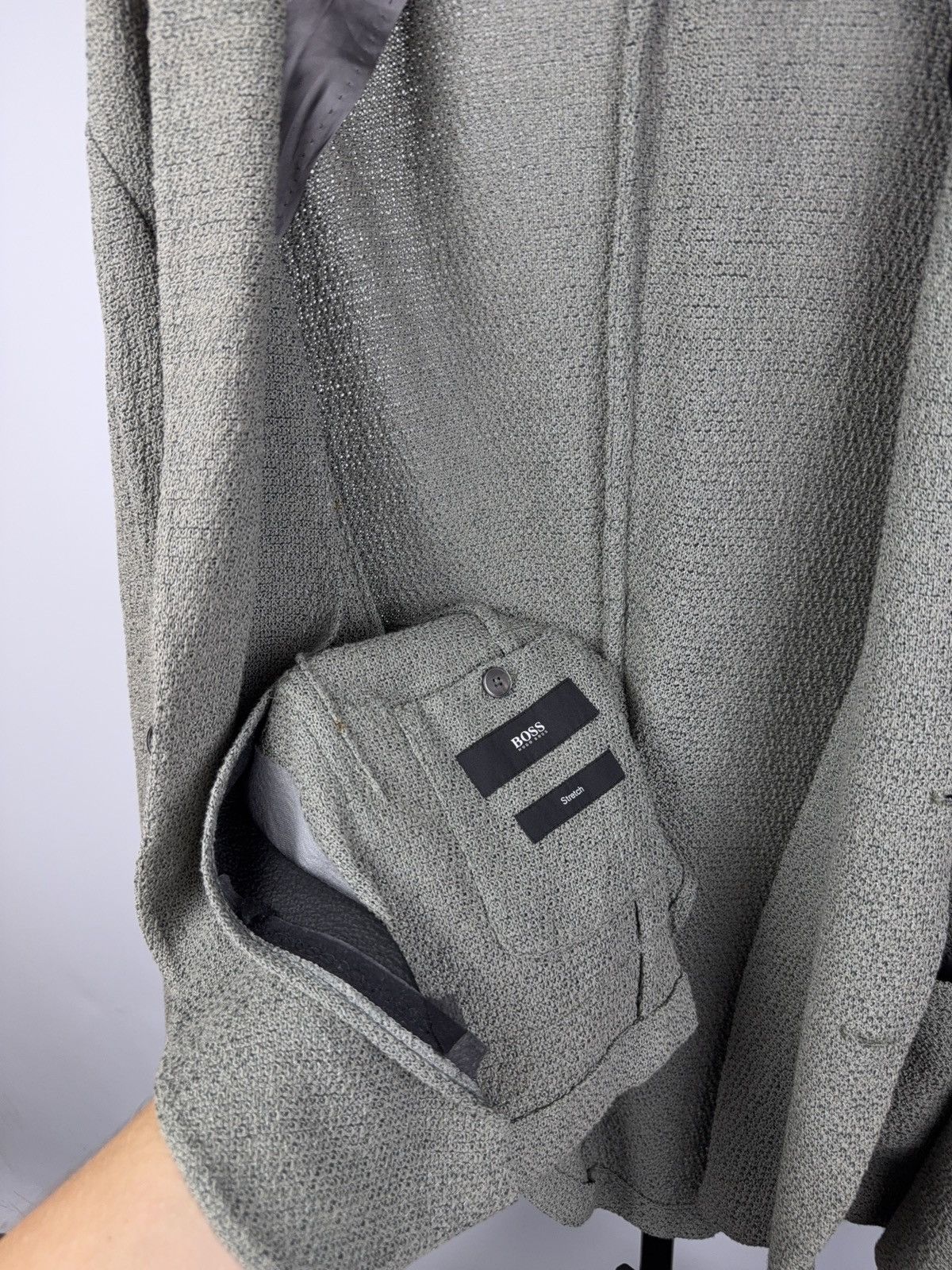 Hugo Boss Luxury Hugo Boss Stretch Knit Blazer Textured Gray Jacket Size 44R - 14 Thumbnail