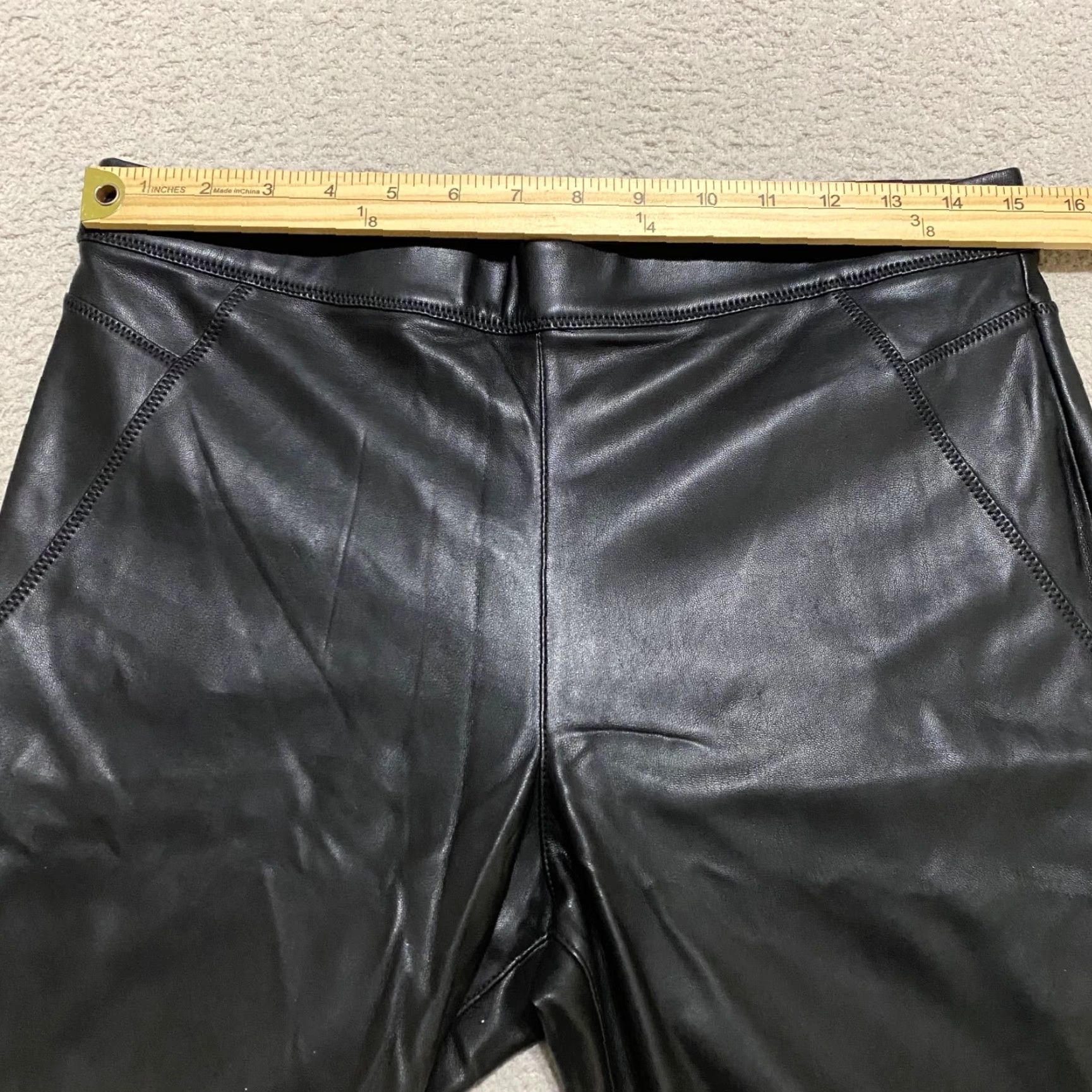 Free People Free People Pants Womens sz 29 Black Faux Leather Skinny Pull On Boho Ankle Size 29" - 7 Thumbnail
