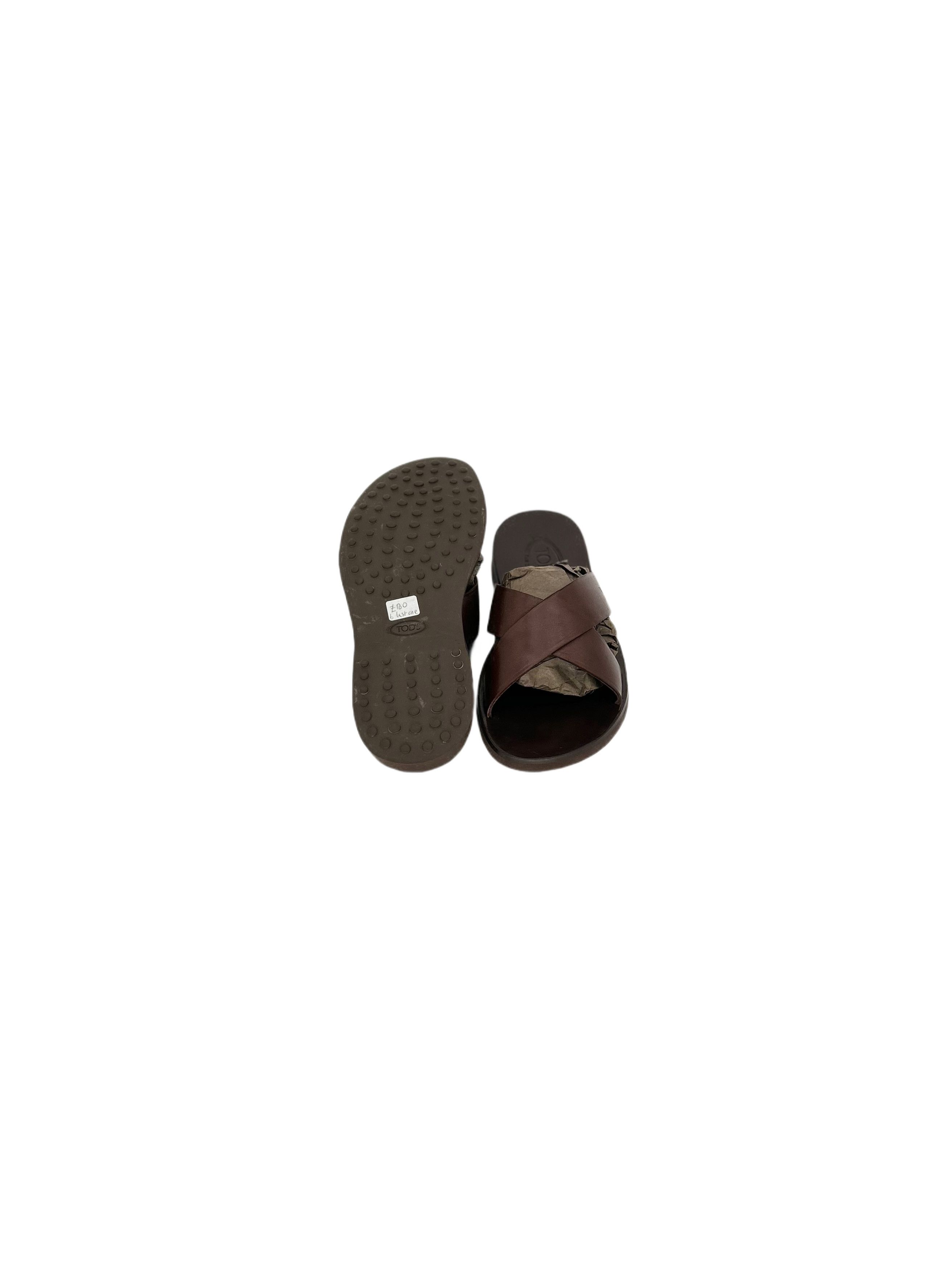 Tod's TODS Brown Leather Classic X-over Sandals Size US 6 / EU 39 - 4 Thumbnail