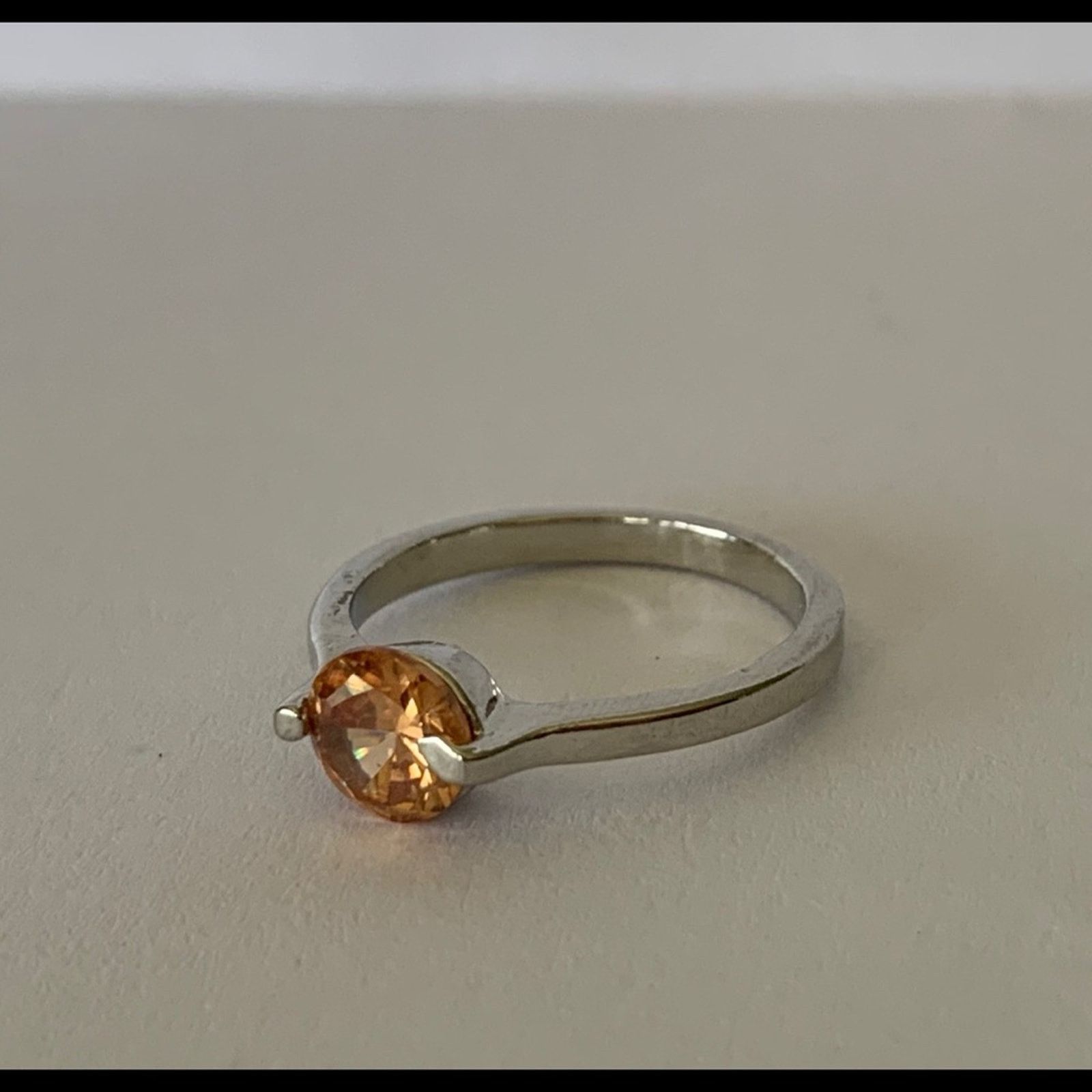 Other Citrine Orange Colored Solitaire Ring Size 5.5 Size ONE SIZE - 3 Thumbnail
