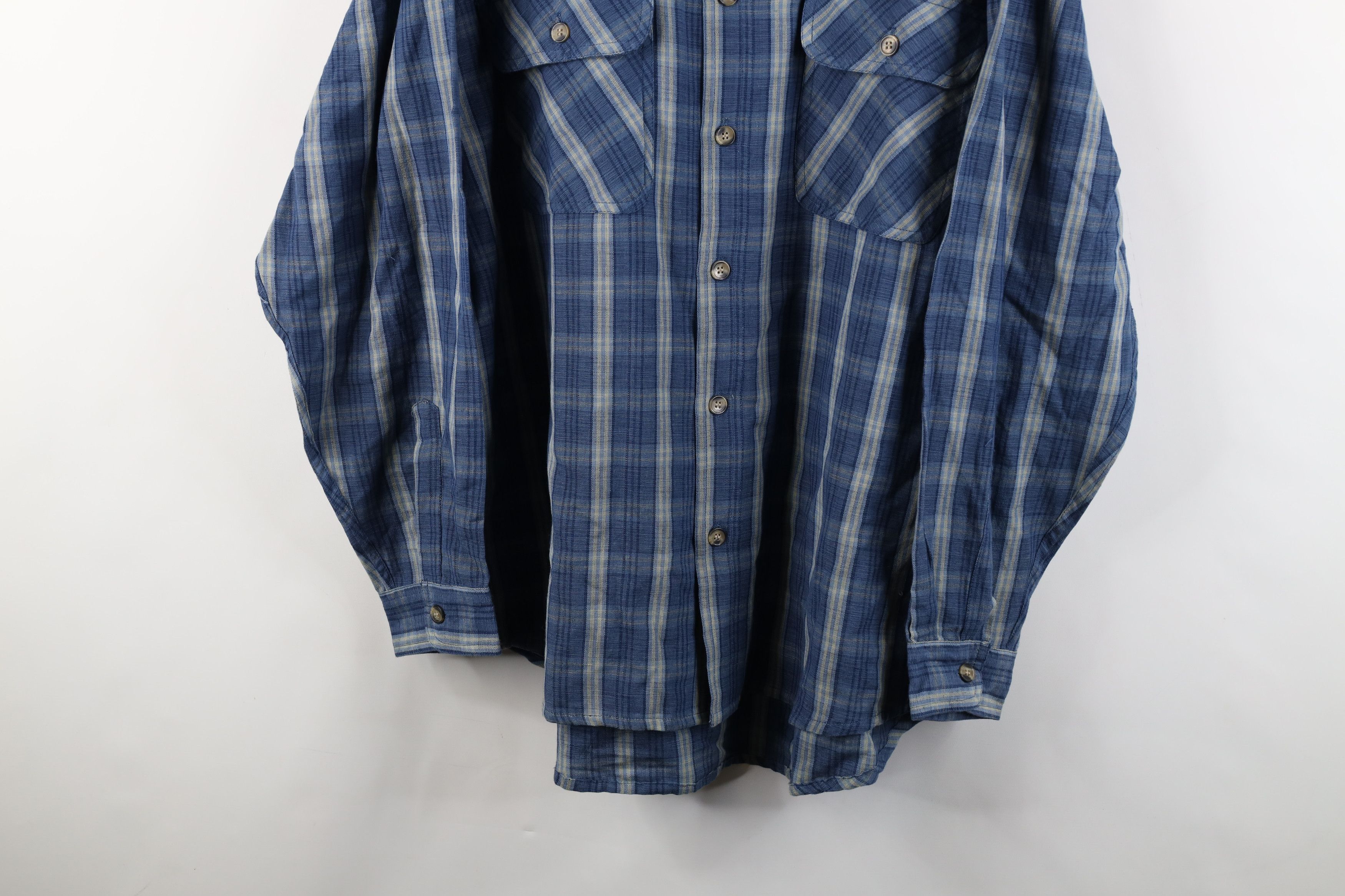 Deadstock Vintage 90s Streetwear Collared Button Shirt Blue
