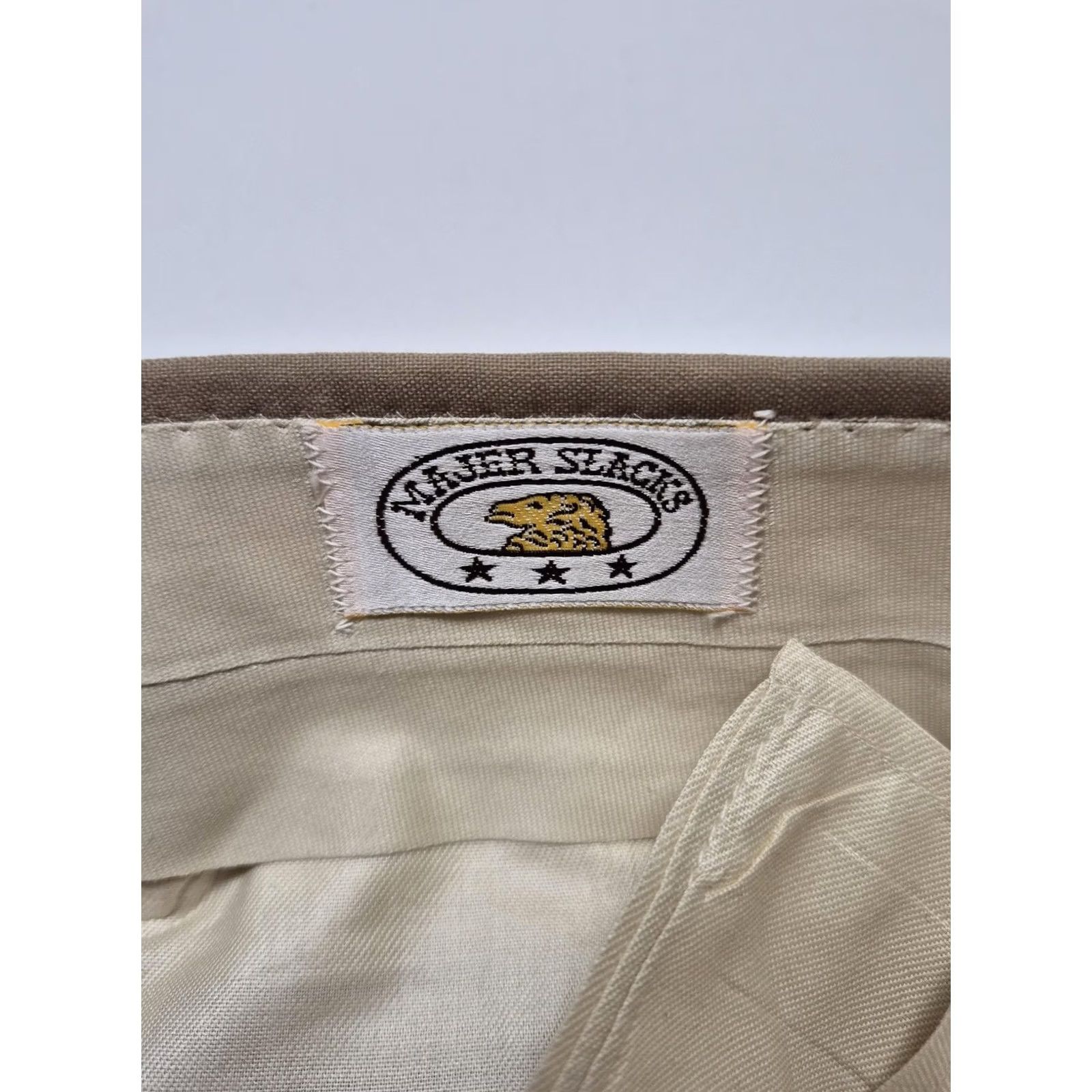 Vintage VTG Major Slacks Dress Pants Mens 32x36 Beige Wool Blend Unhemmed Flat Front Pants Mens Beige 32 Inseam 36 Front Pockets Slac... Size US 32 / EU 48 - 3 Thumbnail