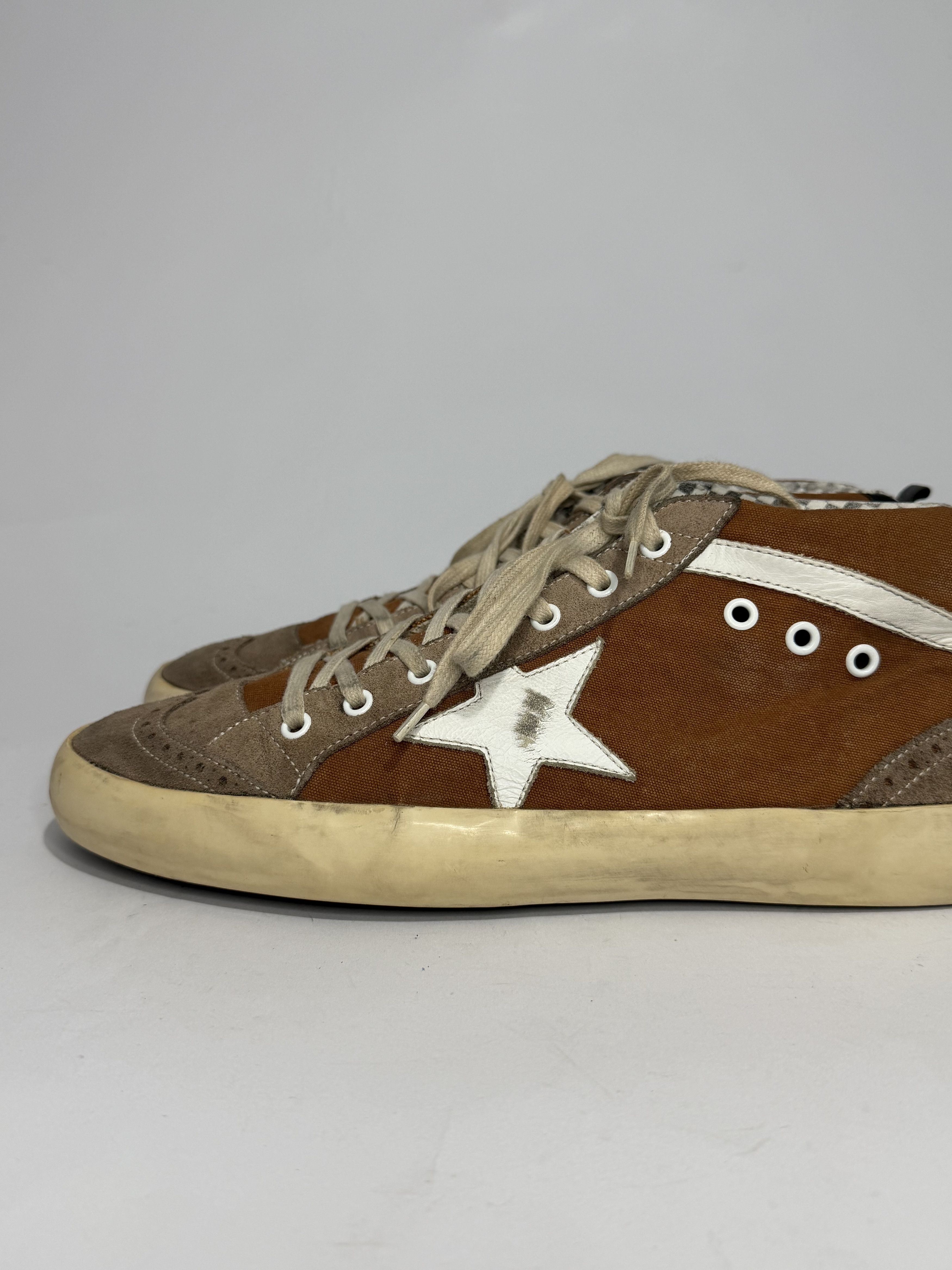 Golden Goose Golden Goose Mid Star Sneakers Brown Canvas Suede Size US 12 / EU 45 - 4 Thumbnail