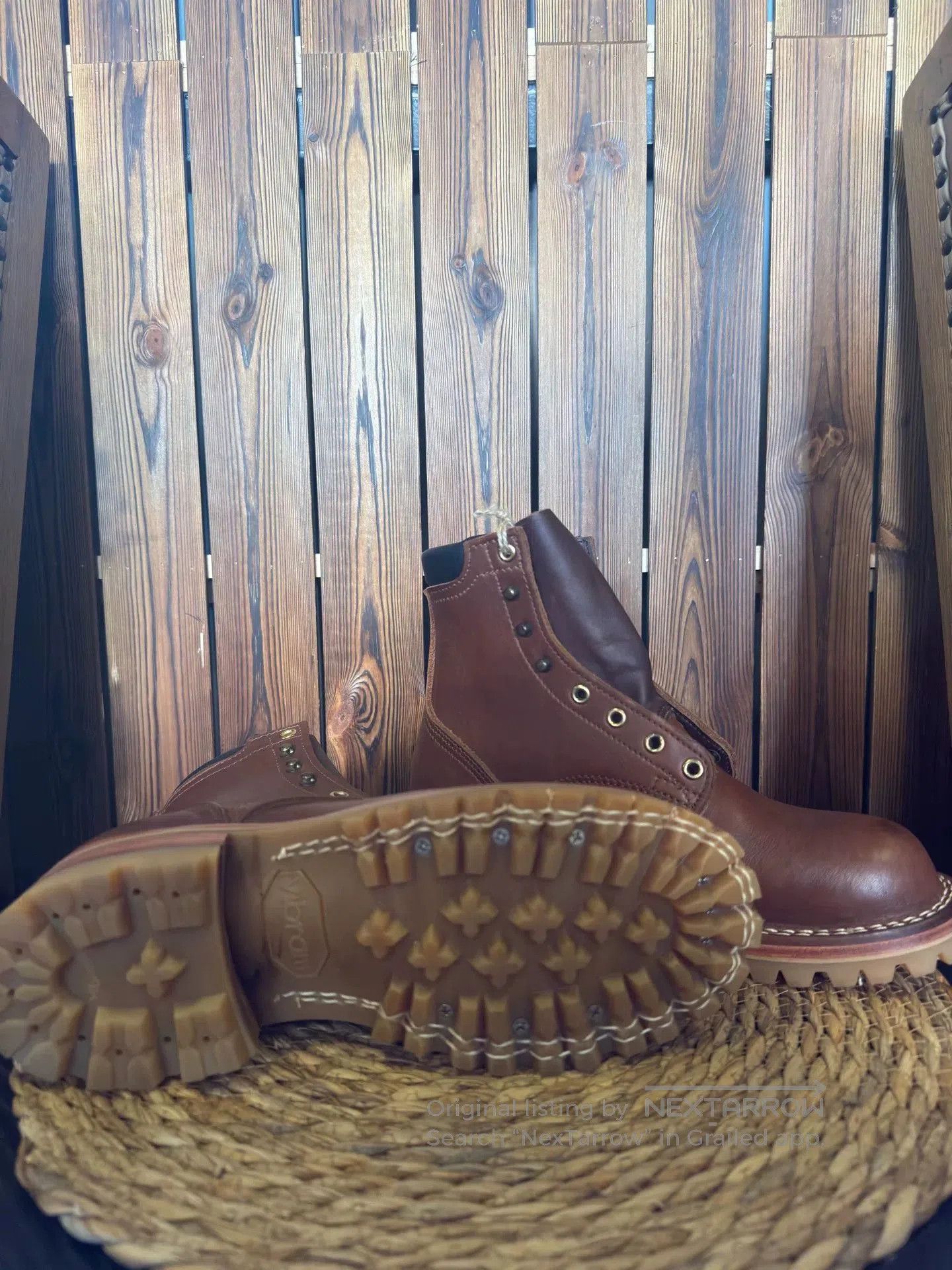 Other Nick's Brown Retro Work Boots. Size US 7 / EU 40 - 4 Thumbnail