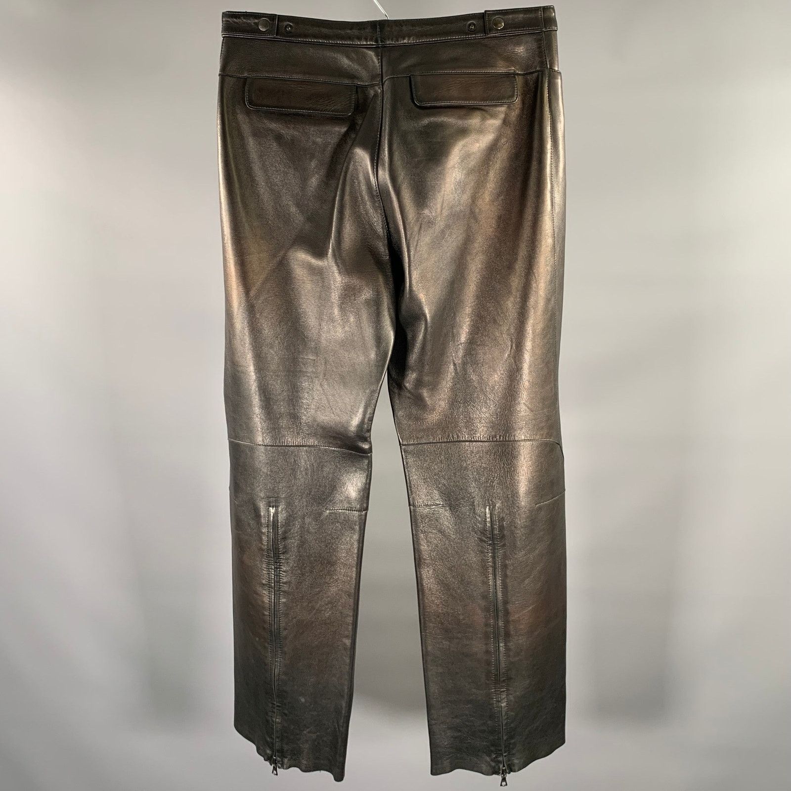 Neil Barrett NEIL BARRETT Size 31 Black Metallic Leather Dress Pants Size US 31 - 3 Thumbnail