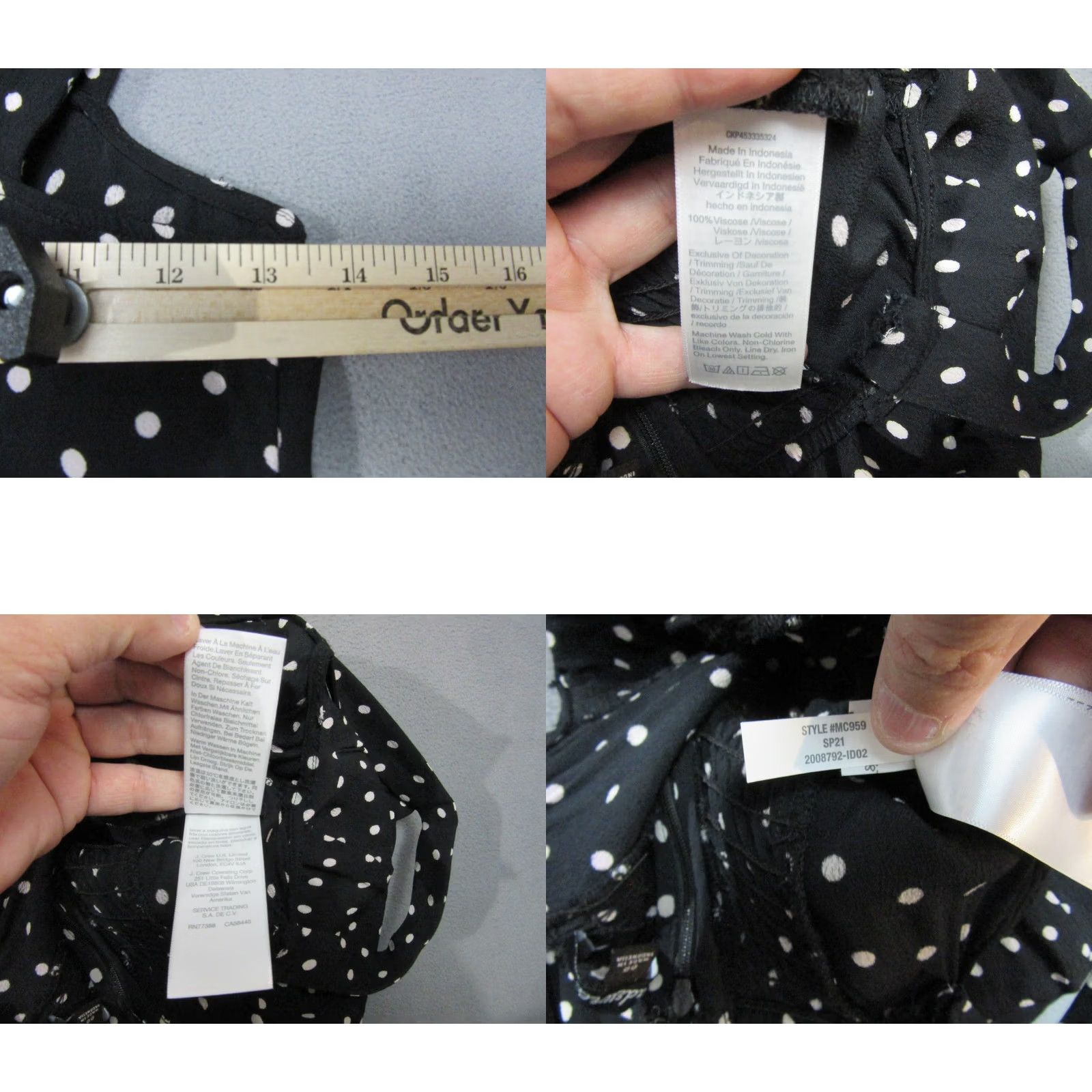 Madewell Madewell Jumpsuit Womens Black Polka Dot Viscose Square Neck Tank Wide Leg 00 Size 24" / US 00 / IT 34 - 8 Thumbnail