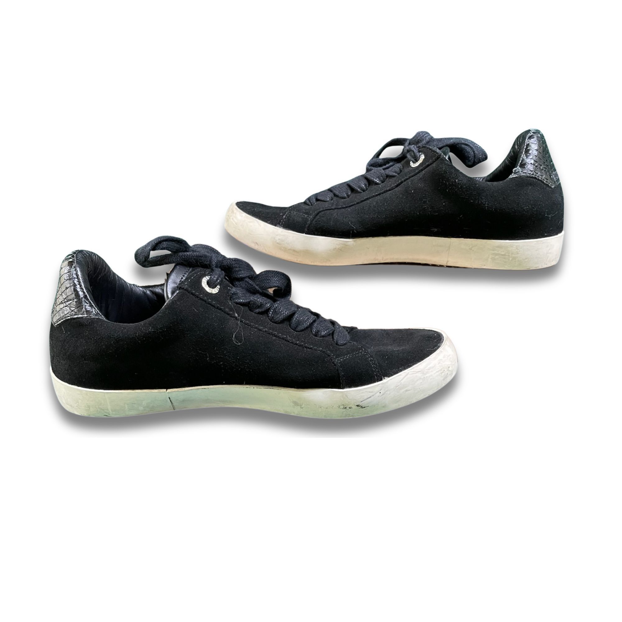 Zadig & Voltaire ZADIG & VOLTAIRE Black Sneakers Size 8 Snake-Embossed Heel C Size US 8 / IT 38 - 3 Thumbnail
