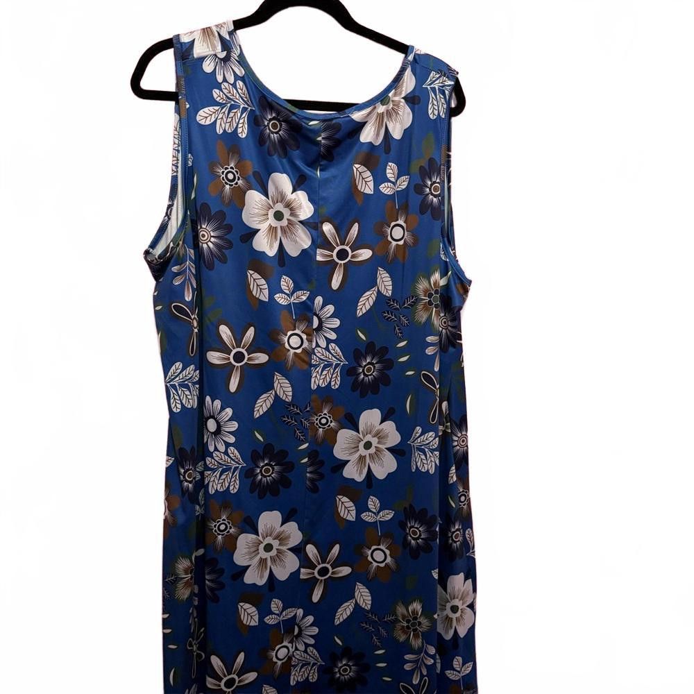 Designer Floral Print Tank Dress - Stylish Summer Essential Size 4XL / US 24-26 - 1 Thumbnail