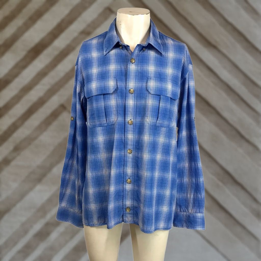 Vintage DULUTH MEN'S L BLUE LONG SLEEVE BUTTON UP NYLON SHIRT Size US L / EU 52-54 / 3 - 1 Thumbnail