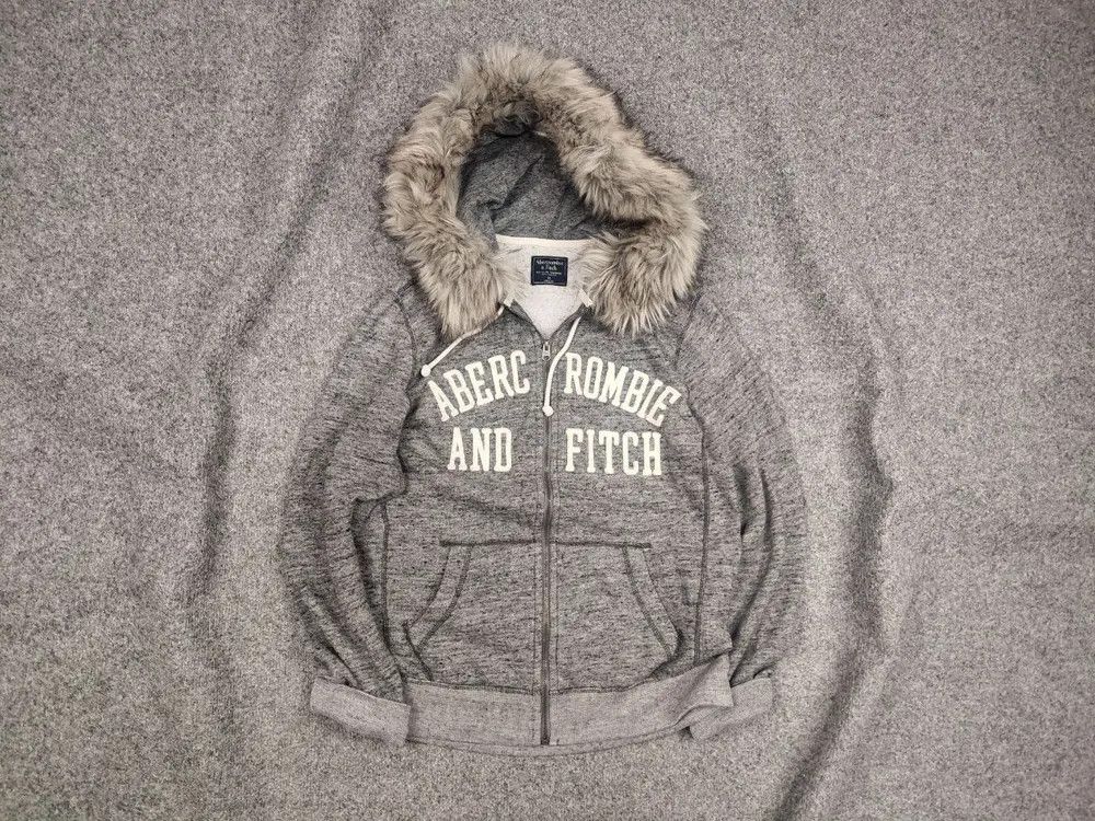 Pre-owned Abercrombie Fitch Vtg If Six Was Nine Style Abercrombie & Fitch Fur Zip Hoodie In Gray