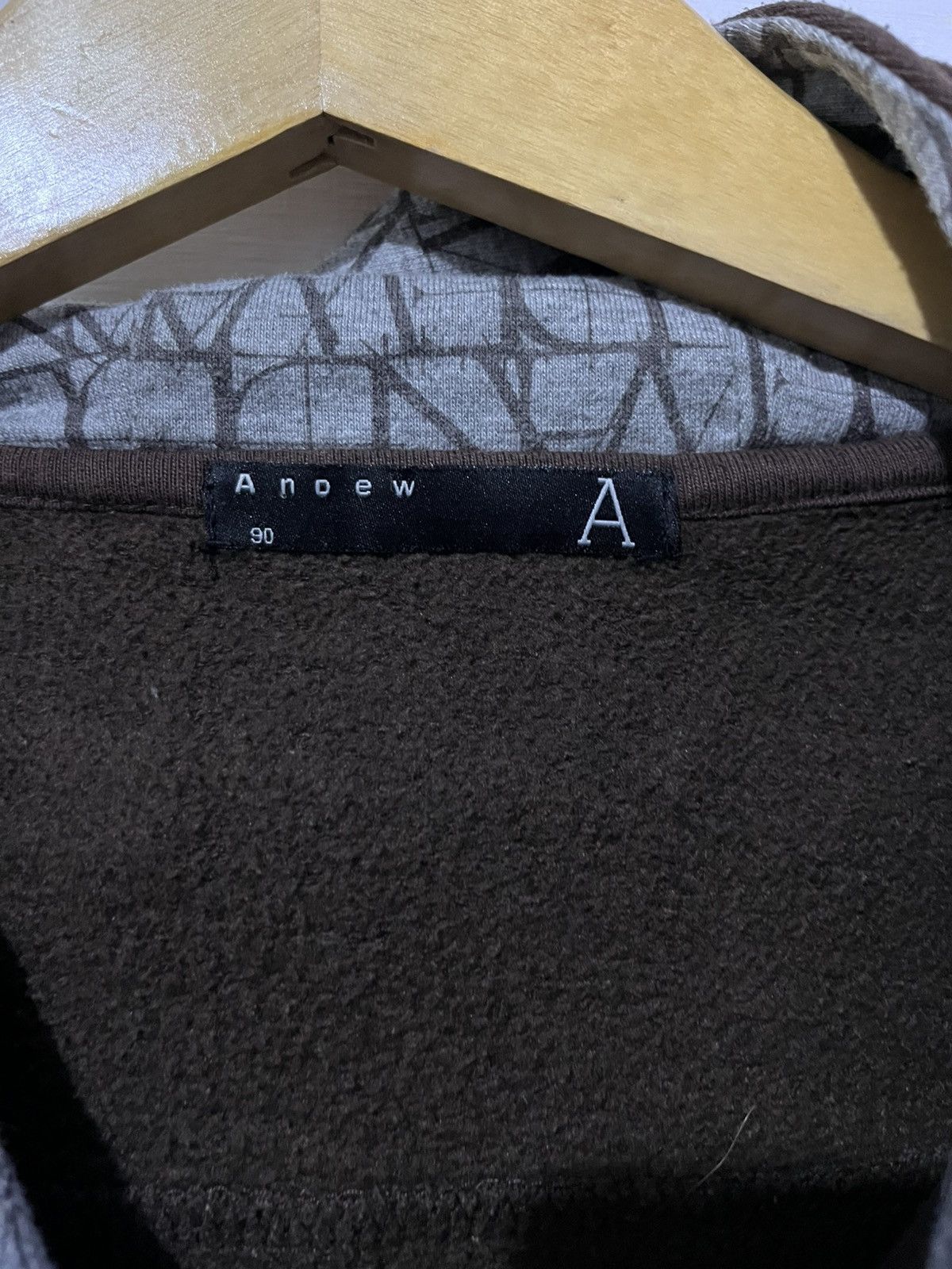 20471120 ANDEW Zip-Up Hoodie Dark Brown Maze Print Hood Lining Size US M / EU 48-50 / 2 - 7 Thumbnail