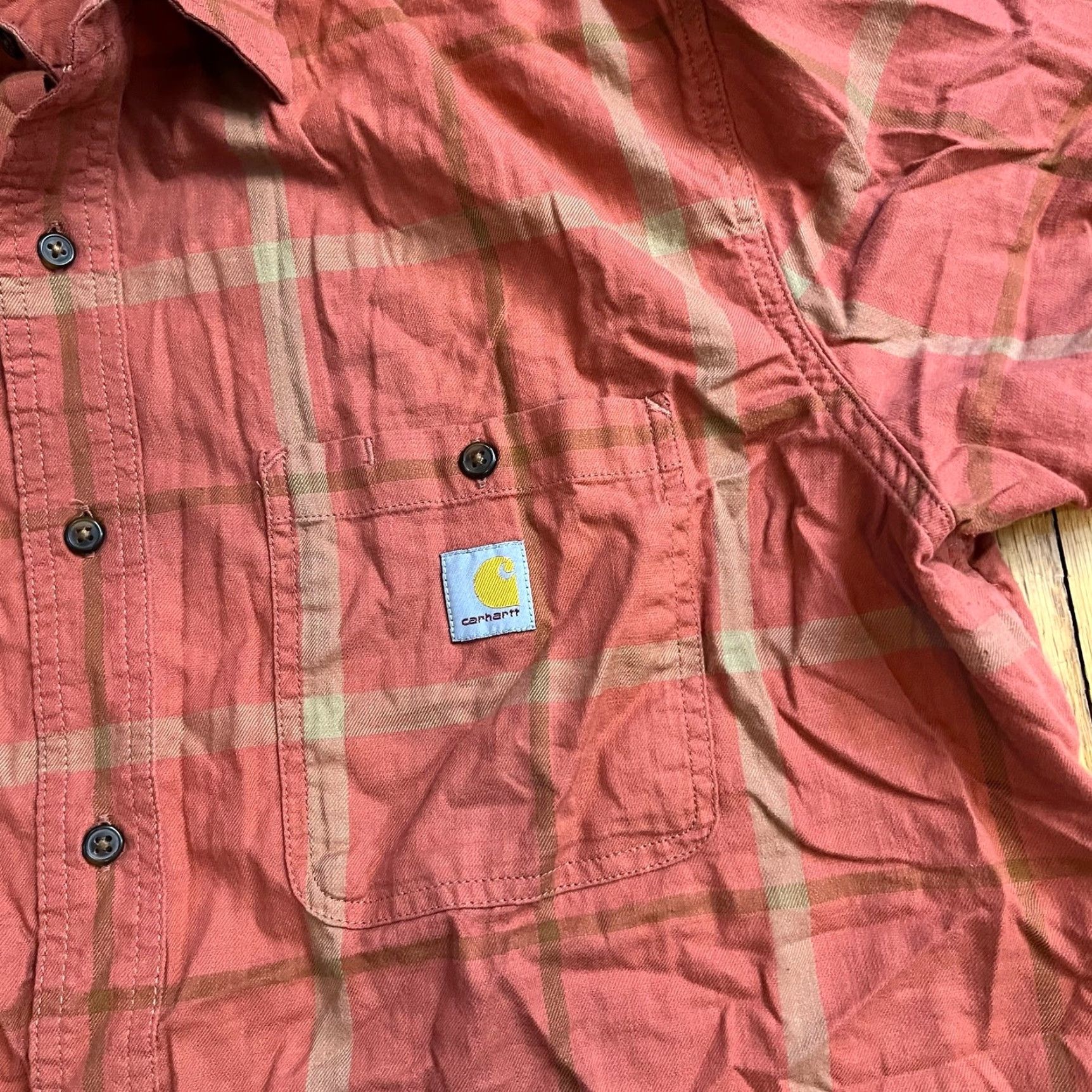 Carhartt Carhartt Shirt Mens XL Rugged Flex Ref Plaid Relaxed Fit Short Sleeve Button-Up Red Size US XL / EU 56 / 4 - 2 Thumbnail