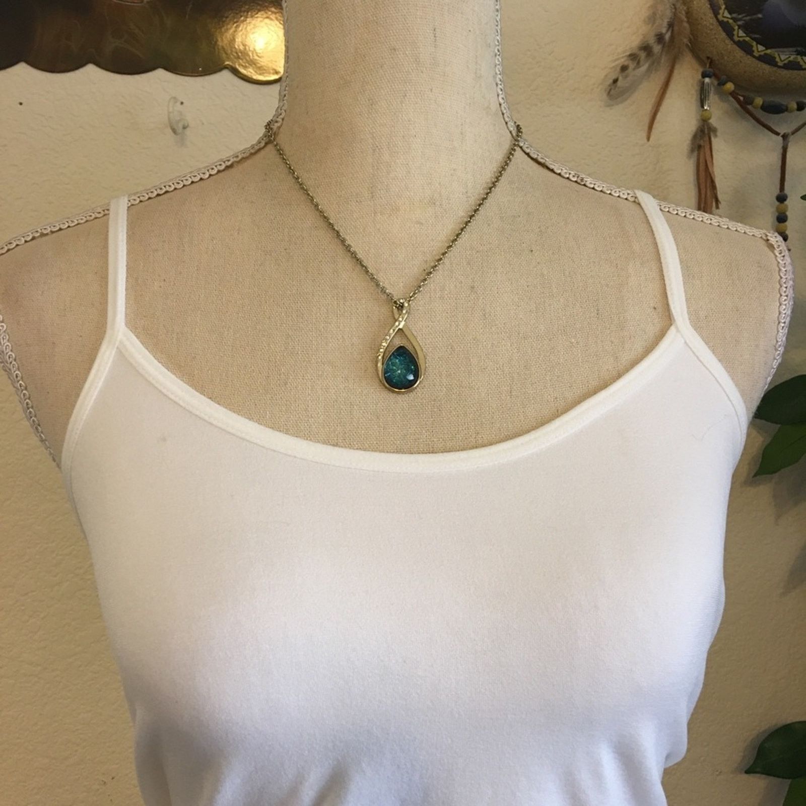 Jewelry Ocean blue crackle look teardrop glass jewelry set Size ONE SIZE - 4 Thumbnail
