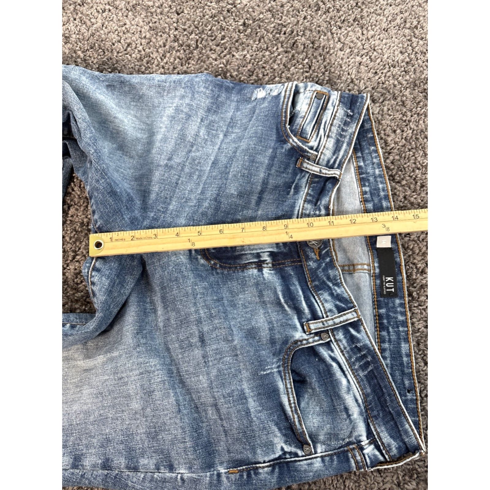 Vintage KUT from the Kloth Catherine Boyfriend Jeans Size 14 Blue Mid Rise 31in Inseam Regular 5-Pocket Denim Stretch Woman Size 36" / US 14 / IT 50 - 5 Thumbnail