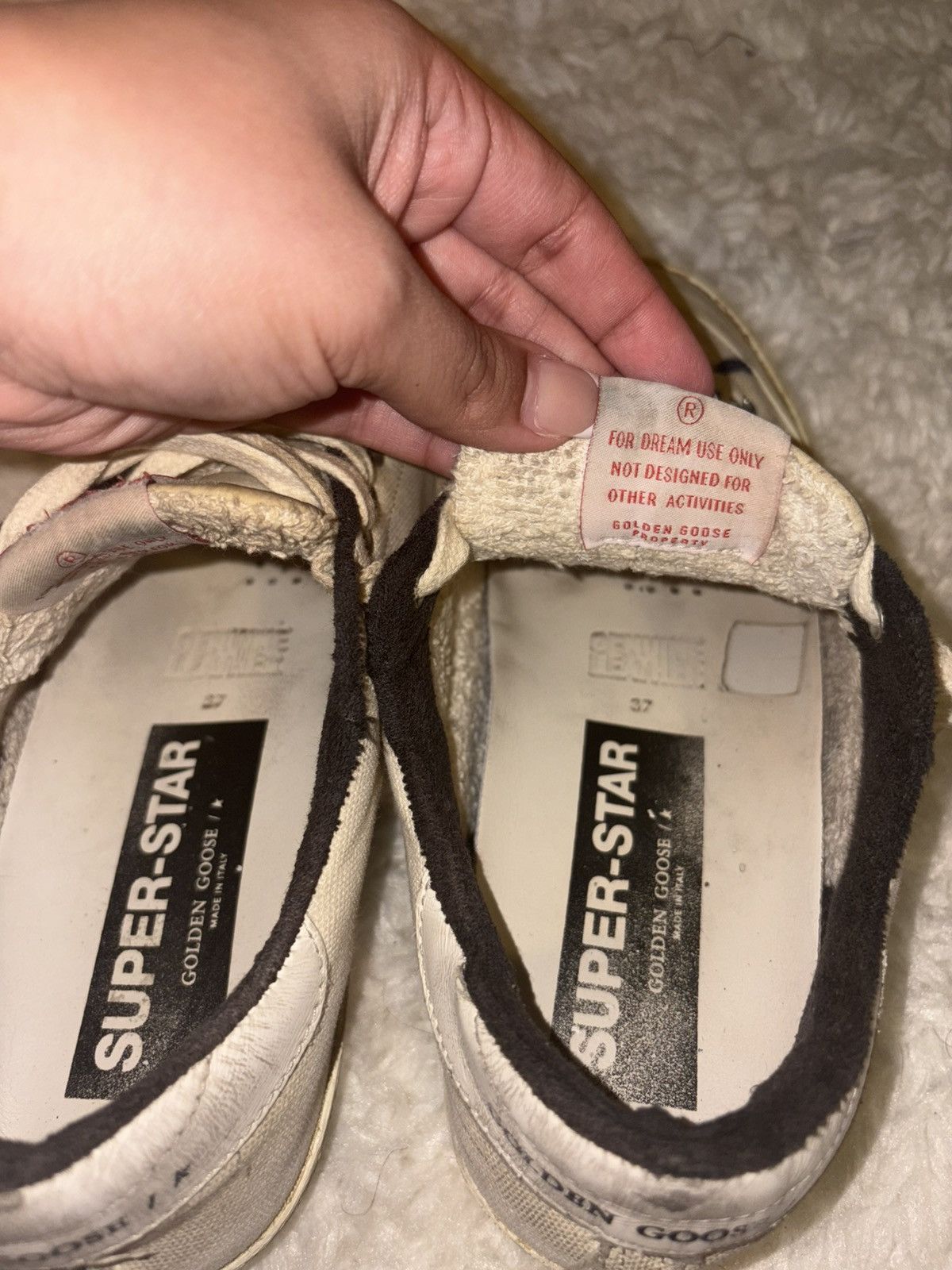 Golden Goose Golden Goose Cream and Black Super-Star Sneakers Size US 7 / IT 37 - 10 Thumbnail