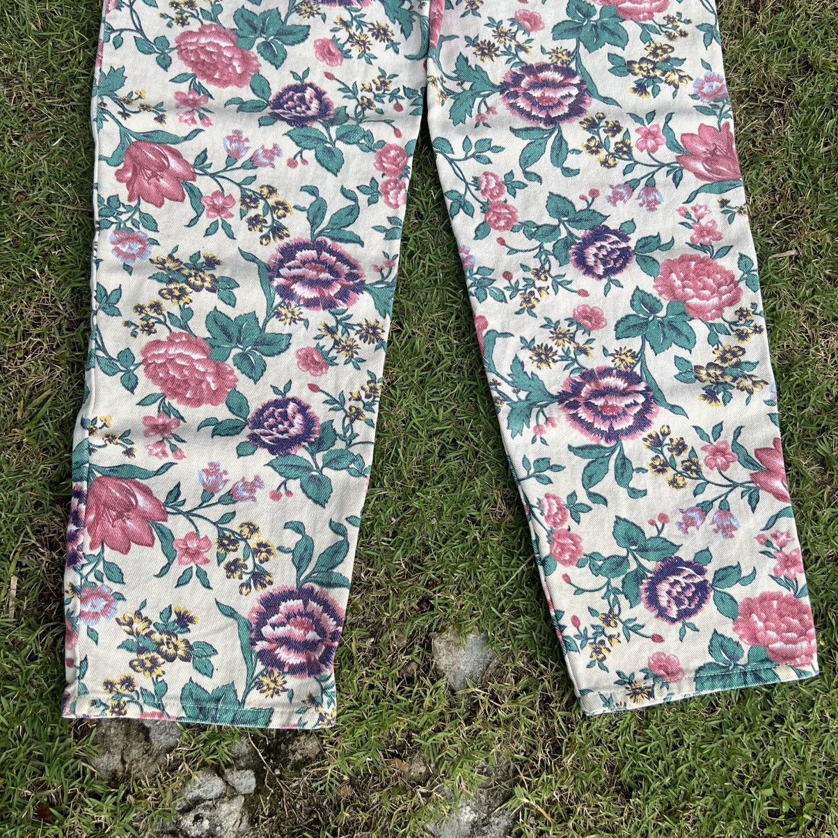 Japanese Brand “VINTAGE” FULL PRINT FLORAL DENIM JEANS STATEMENT PIECE Size US 28 / EU 44 - 16 Thumbnail