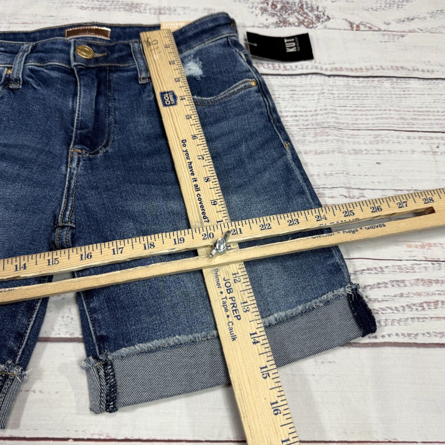 Vintage KUT from The Kloth Catherine Boyfriend Shorts Cuffed Distressed Blue Women 2 NWT Size 26" / US 2 / IT 38 - 3 Thumbnail