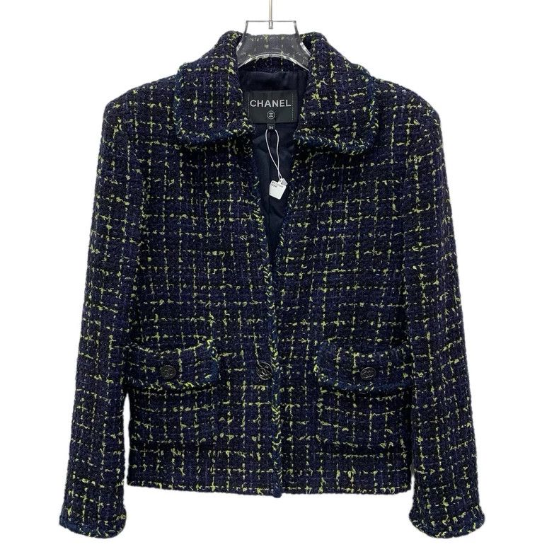 Chanel Chanel Blue Tweed Long Sleeve Jacket-yf Size US XXS / EU 40 - 1 Thumbnail