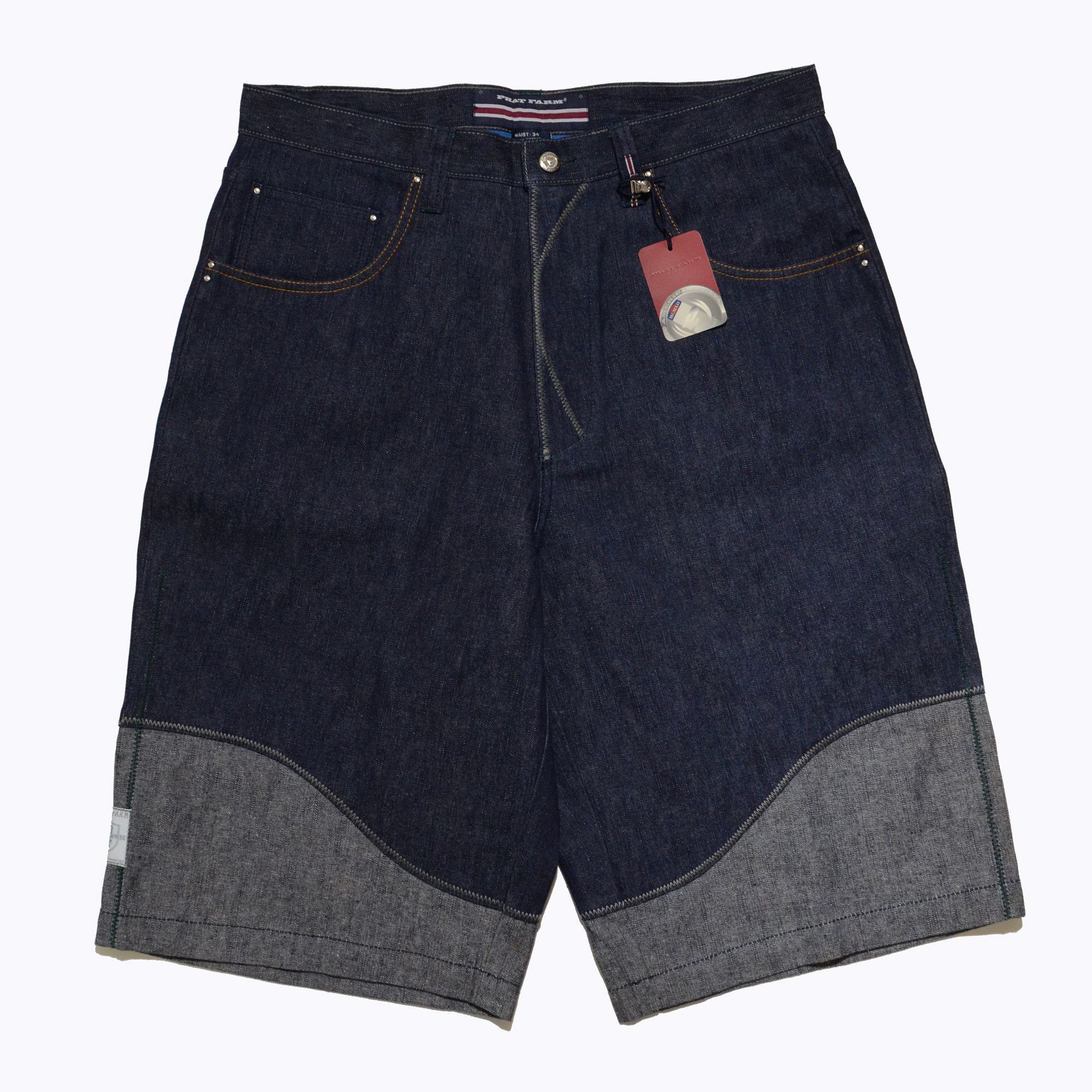 Phat Farm PF Jorts Raw Denim Rare Design 90s Hiphop Streetwear Size US 34 / EU 50 - 1 Thumbnail