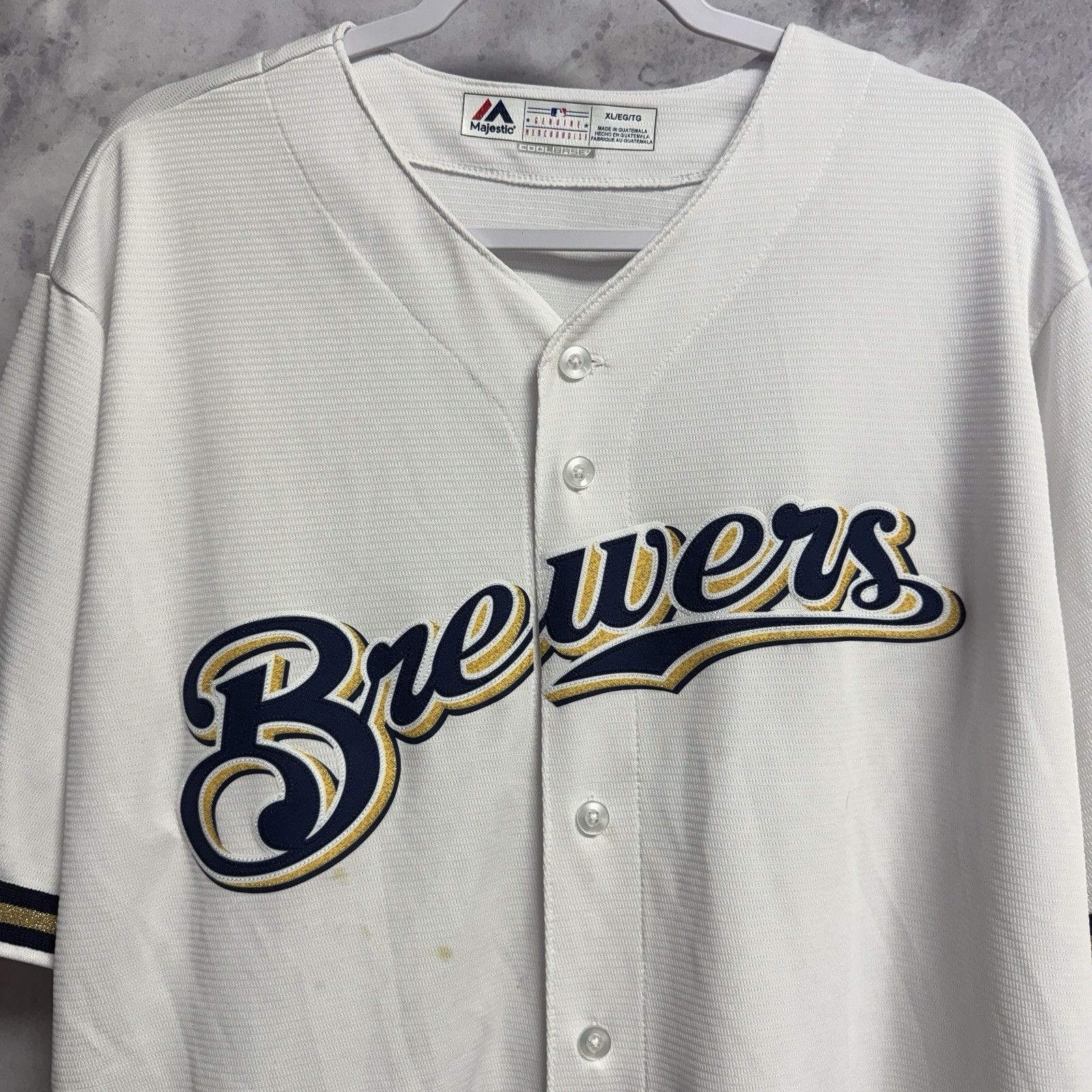 Majestic Milwaukee Brewer Majestic Cool Base MLB Jersey White Size US XL / EU 56 / 4 - 1 Thumbnail