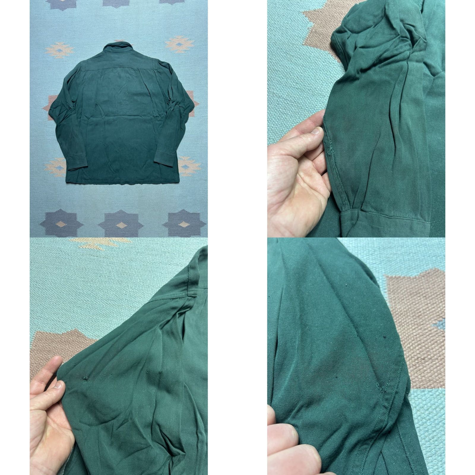 Vintage VINTAGE 1940s rayon gabardine button shirt forest green long sleeve men’s medium Size US M / EU 48-50 / 2 - 8 Thumbnail