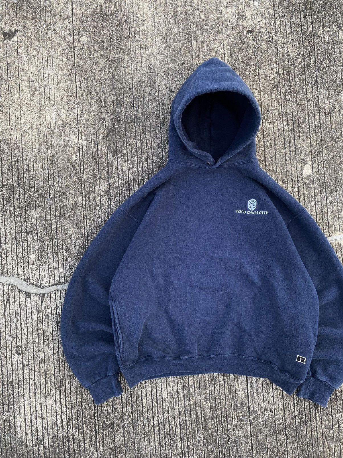Russell Athletic × Vintage Faded Russell Athletic Heavyweight Hoodie Navy Size US XL / EU 56 / 4 - 5 Thumbnail