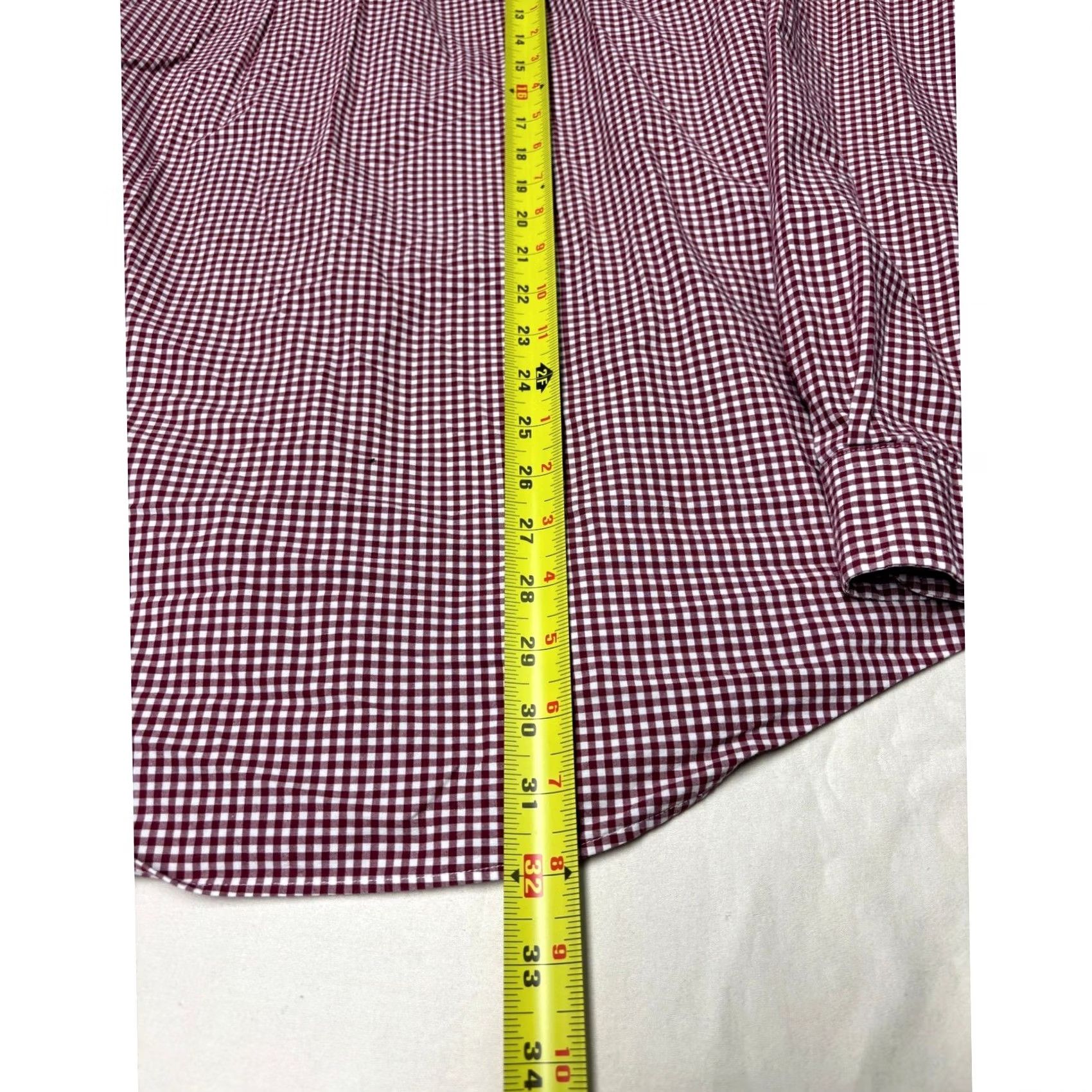 Ralph Lauren Ralph Lauren XXL Burgundy White Gingham Button Down Shirt - Classic Fit, Long Sleeve, Silk Blend Size US XXL / EU 58 / 5 - 7 Thumbnail