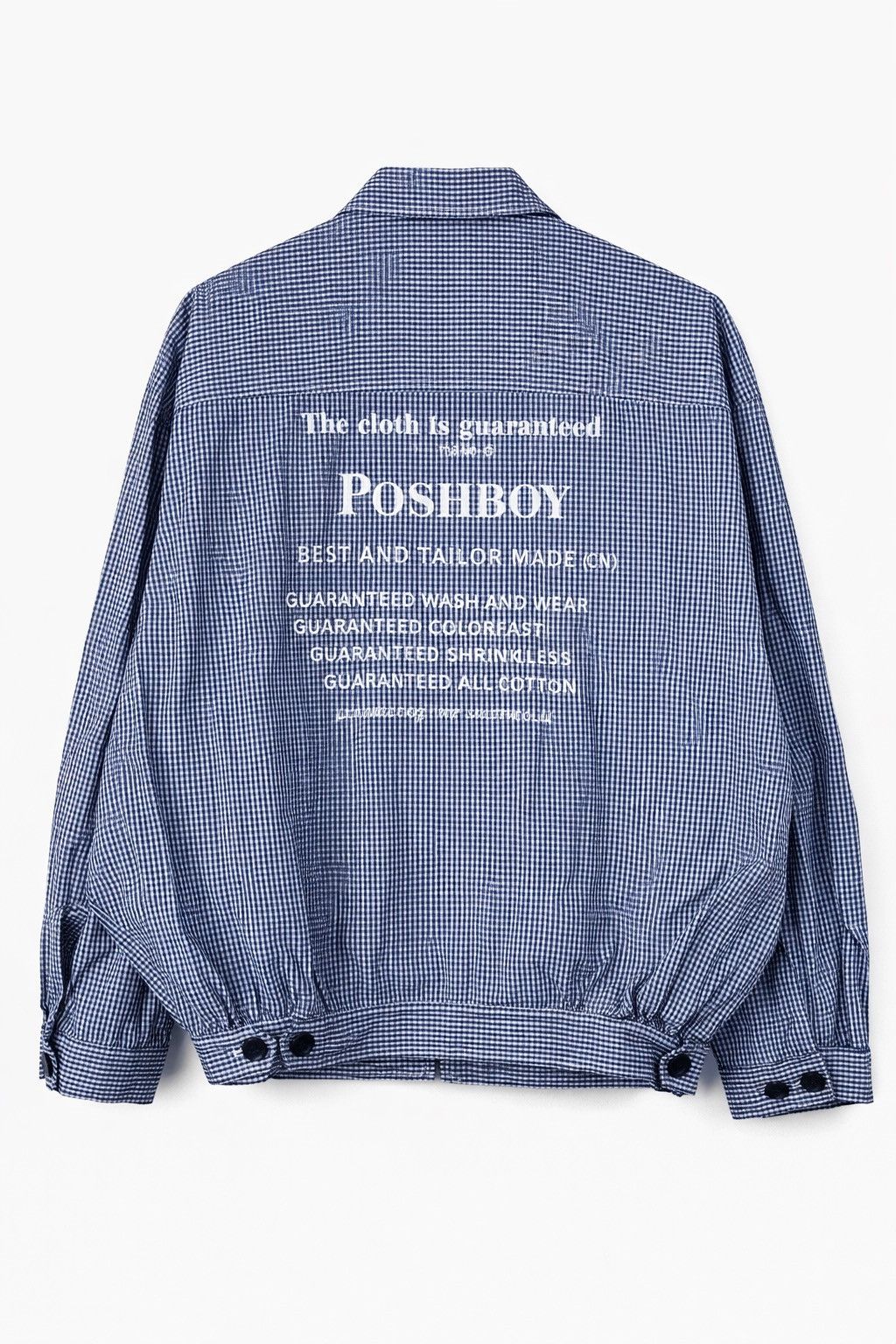 Japanese Brand Vintage POSHBOY Gingham Check Zip Jacket Blue White Logo Size US M / EU 48-50 / 2 - 2 Thumbnail