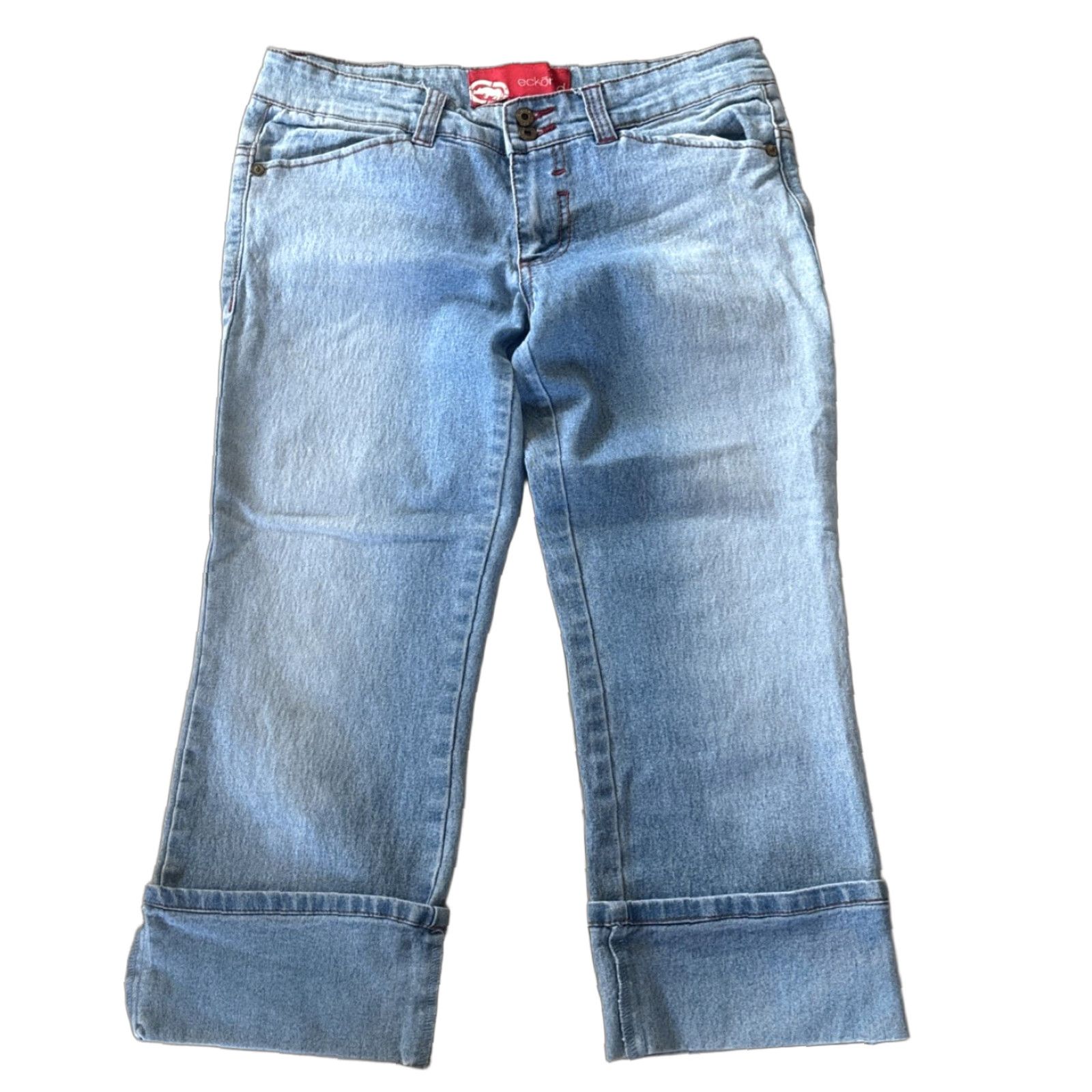 Denime VINTAGE Eckored Womens Capri Jeans Cuffed Size 5 Light Wash Denim Blue 30” Waist 21” Inseam Women Size 27" / US 4 / IT 40 - 1 Thumbnail