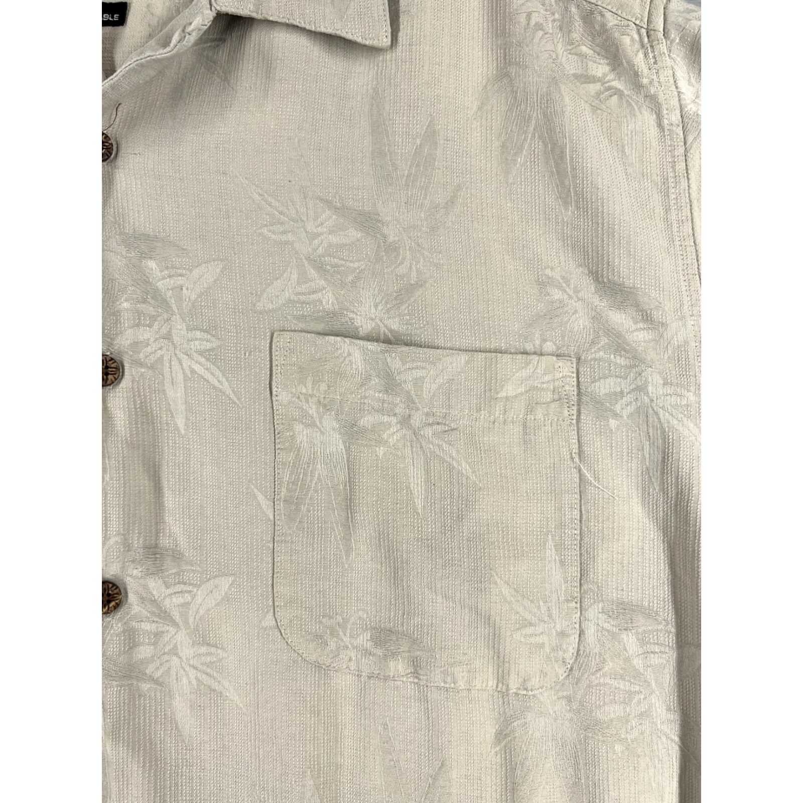 Haggar Haggar Shirt Adult Large Beige 100% Silk Button Up Pocket Floral Hawaiian Camp Size US L / EU 52-54 / 3 - 3 Thumbnail