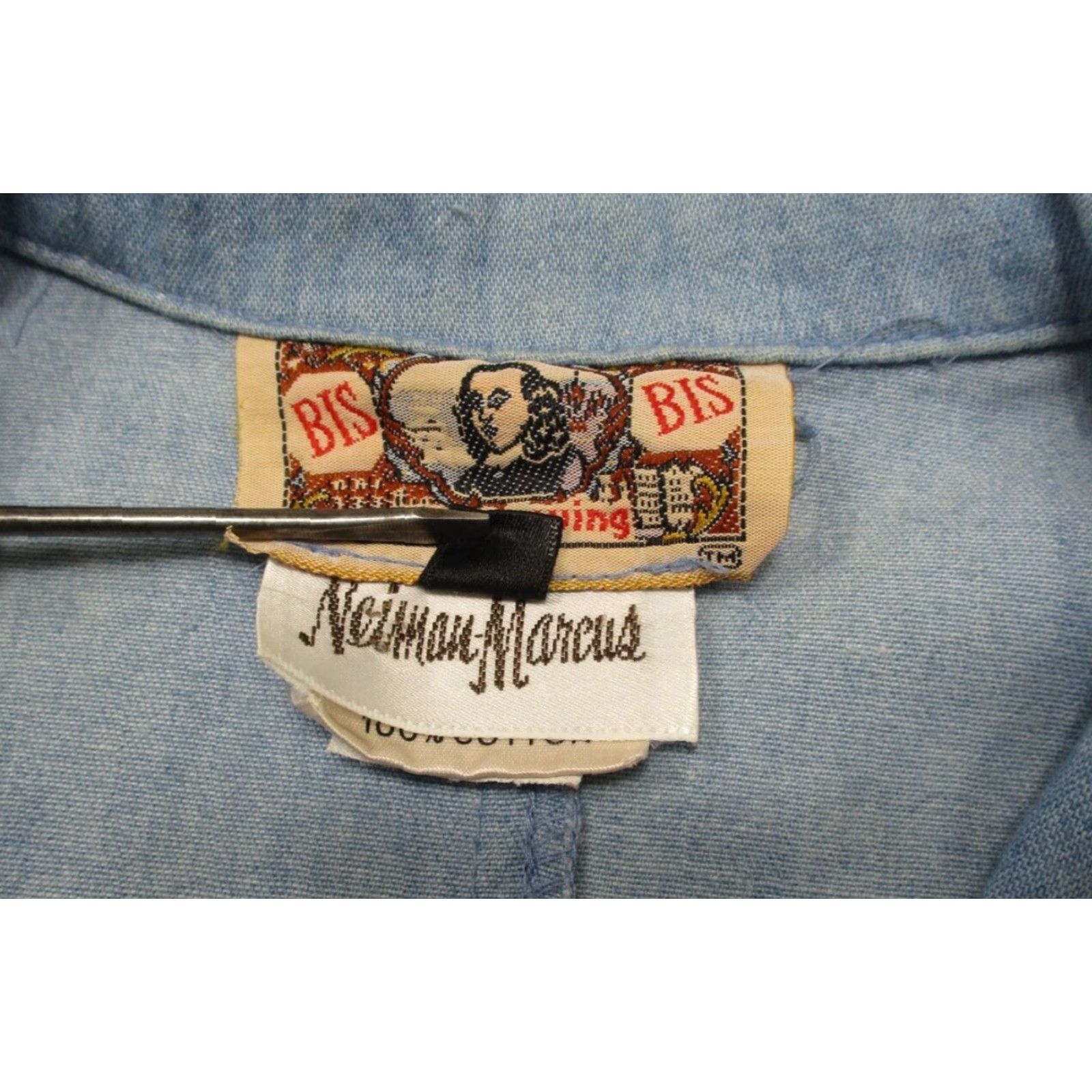 Vintage BIS Gene Ewing Ladies Vintage Western Shirt Blouse Small Denim Blue Shirt Womens 1980s Casual Size S / US 4 / IT 40 - 6 Thumbnail