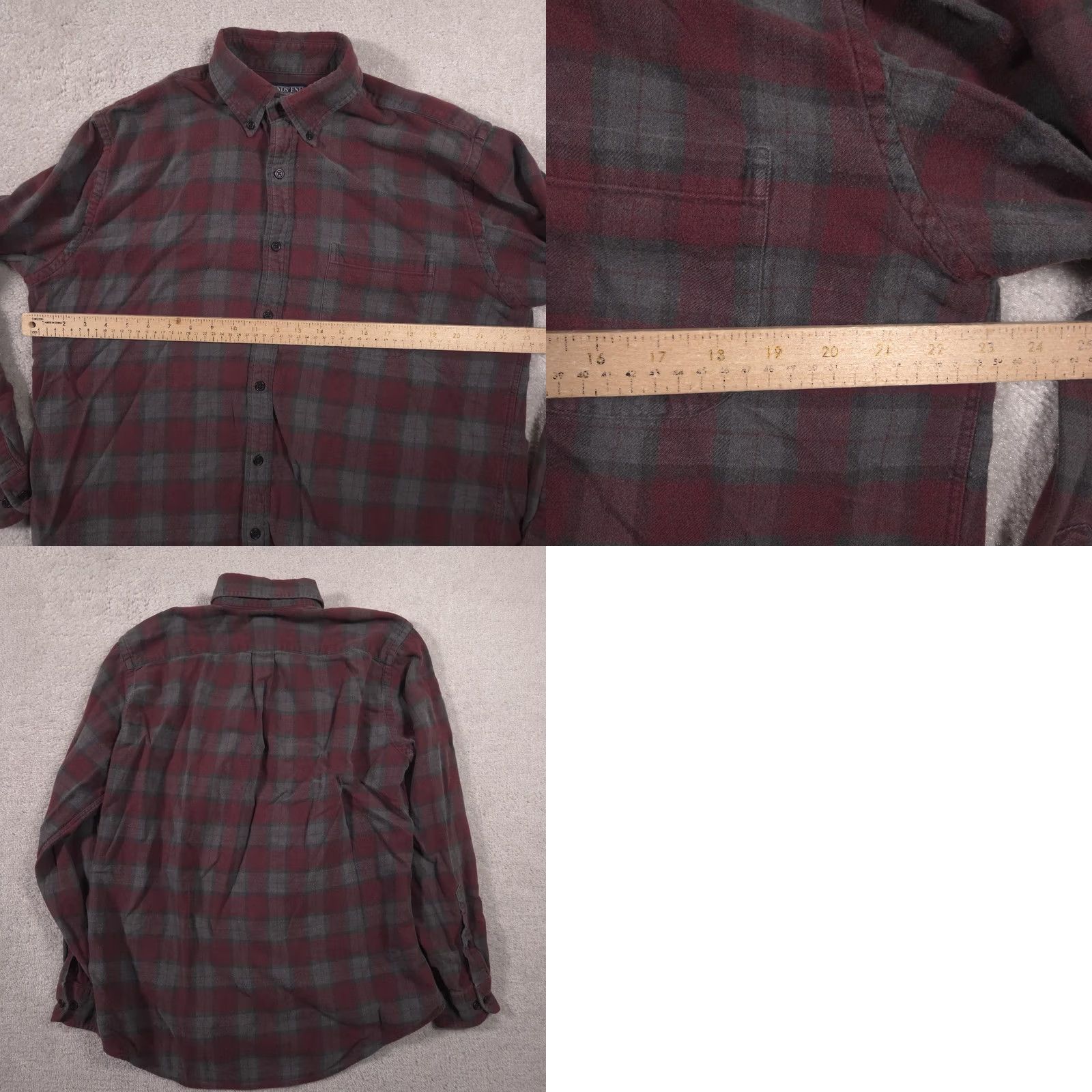 Lands' End Lands' End Shirt Mens L Red Plaid Flannel Button-Front Long Sleeve Casual Womens? Mens? Size US L / EU 52-54 / 3 - 8 Thumbnail