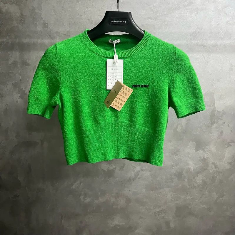 Miu Miu Miu Miu Green Cotton Women's T-Shirt 0089 Size M / US 6-8 / IT 42-44 - 1 Thumbnail