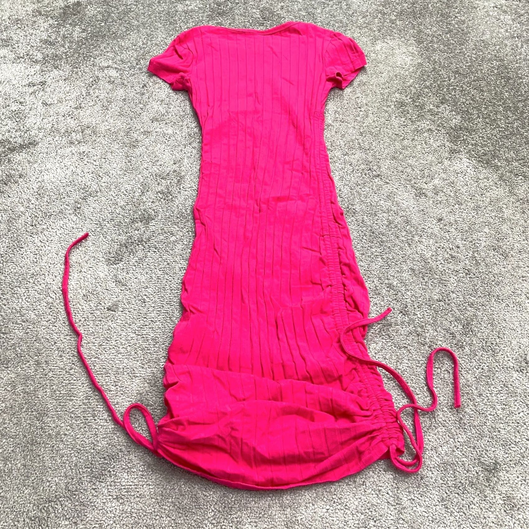 Shein Shein Ruched Ribbed Knit Bodycon Long Dress Womens Small Pink Casual Stretch Size S / US 4 / IT 40 - 2 Thumbnail