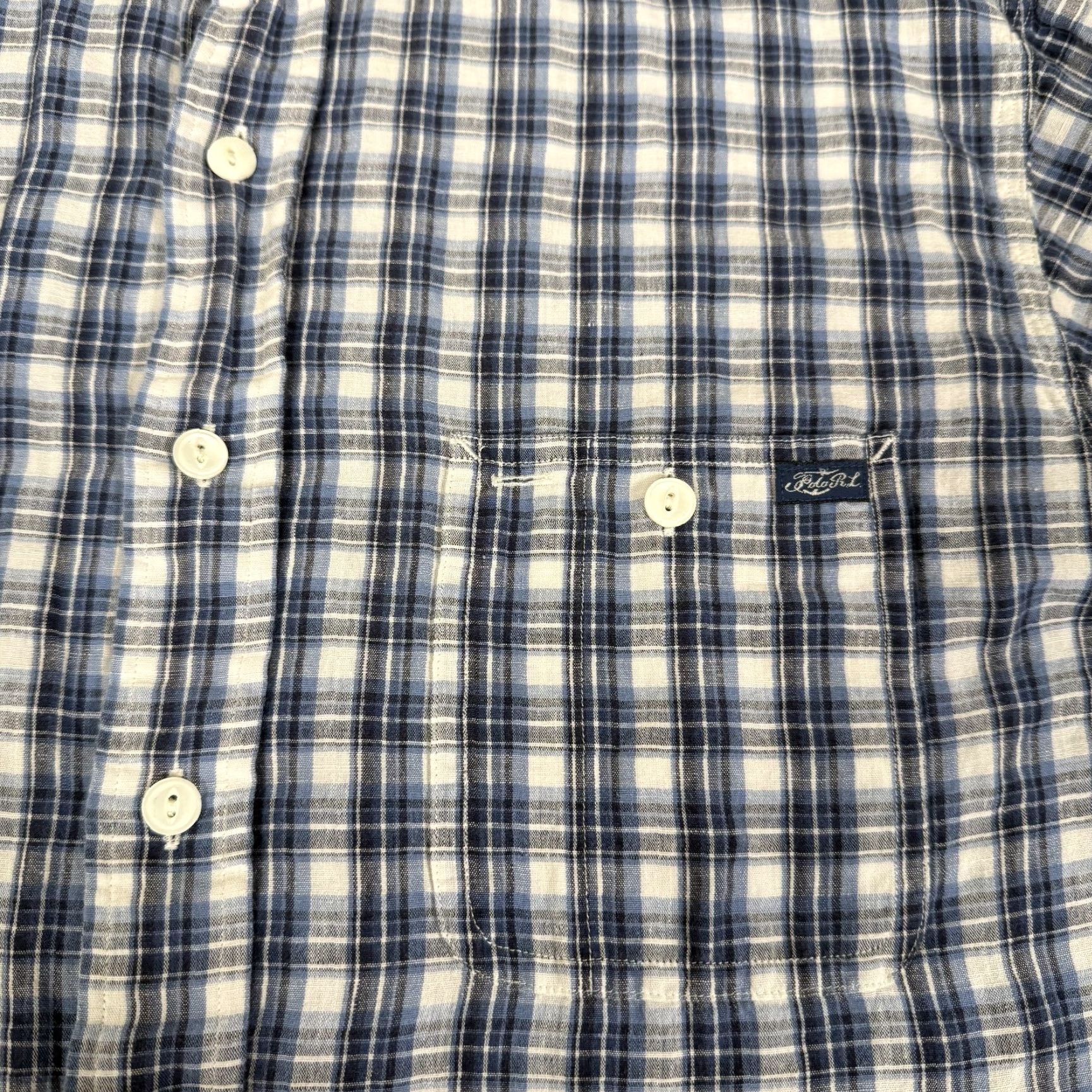 Polo Ralph Lauren VINTAGE Polo Ralph Lauren Shirt Mens XL Blue Plaid Linen Long Sleeve Button Down Preppy Size US XL / EU 56 / 4 - 4 Thumbnail