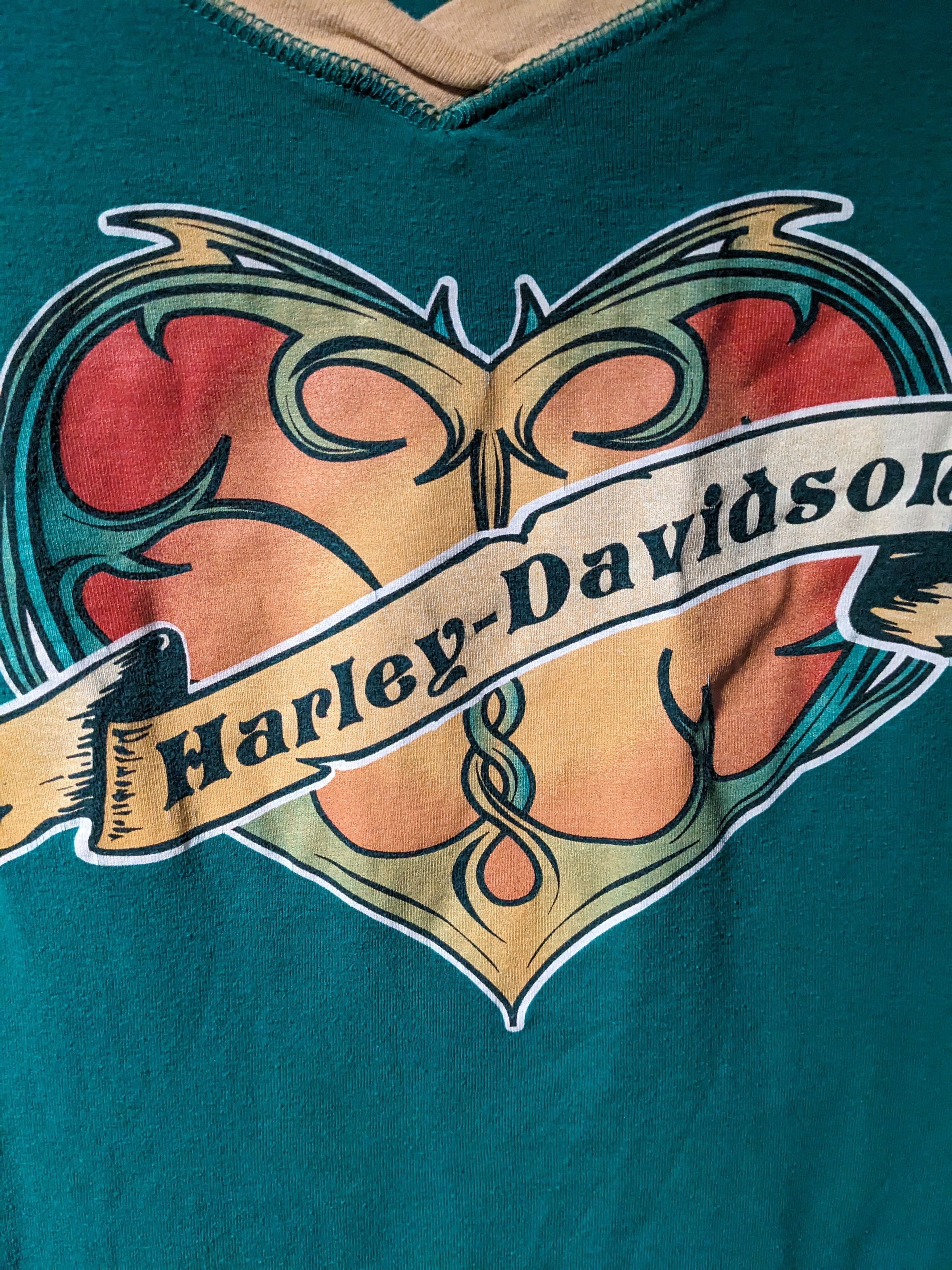 Harley Davidson × Vintage Vintage Y2K Harley Davidson Motorcycle Heart Woman's T-Shirt Size XL / US 12-14 / IT 48-50 - 2 Thumbnail