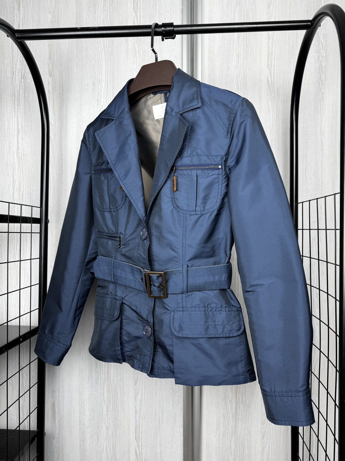 Bogner Sonia Bogner Shimmer Blue belted jacket coat chinese sz 10 Size L / US 10 / IT 46 - 5 Thumbnail