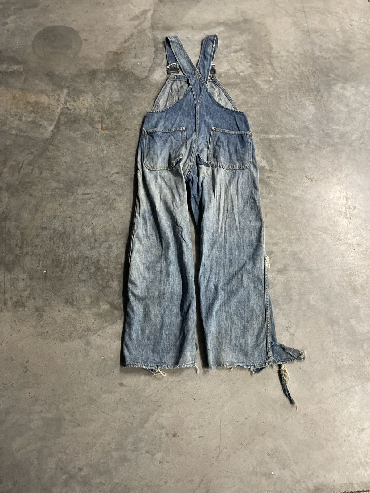 Vintage 40s Wreath Button Selvedge Denim Overalls