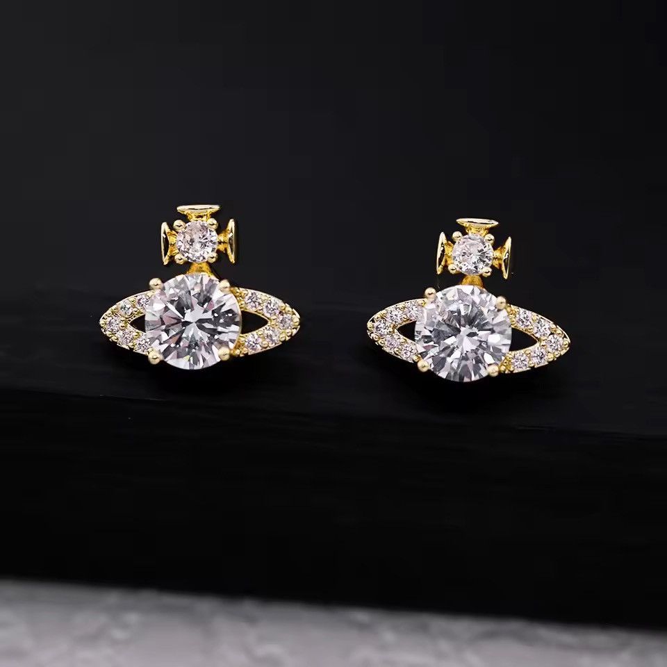Other Saturn - Shaped Crystal Stud Earrings Sparkling Size ONE SIZE - 2 Thumbnail