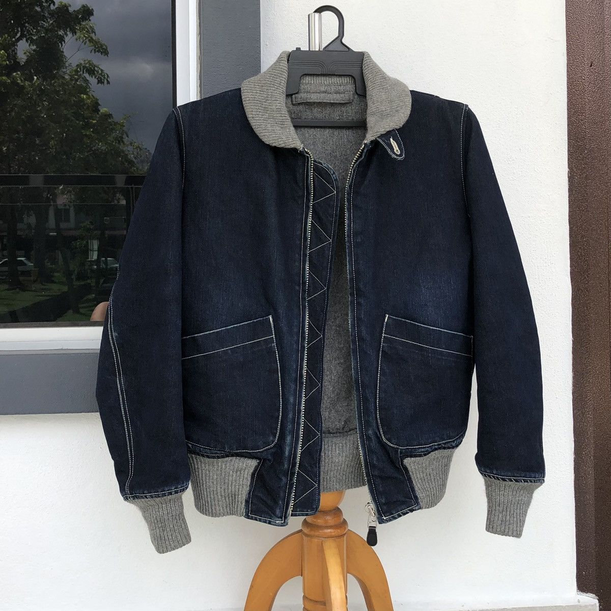 Vintage Vintage TRIMRAGH Japanese Ma-1 Denim Bomber Jacket Size US M / EU 48-50 / 2 - 4 Thumbnail