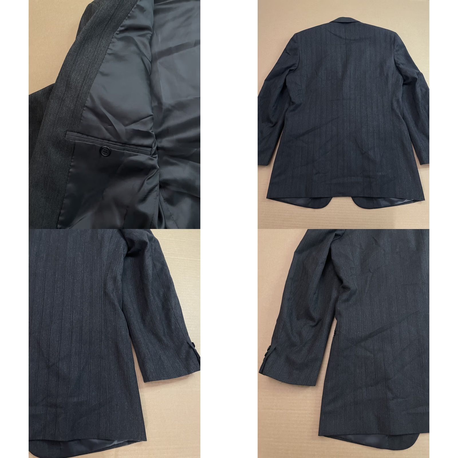 Perry Ellis VINTAGE Perry Ellis Suit Jacket Mens 38 Gray Stripe 2 Button Sport Coat Regular Fit Shirt? Size 38R - 9 Thumbnail